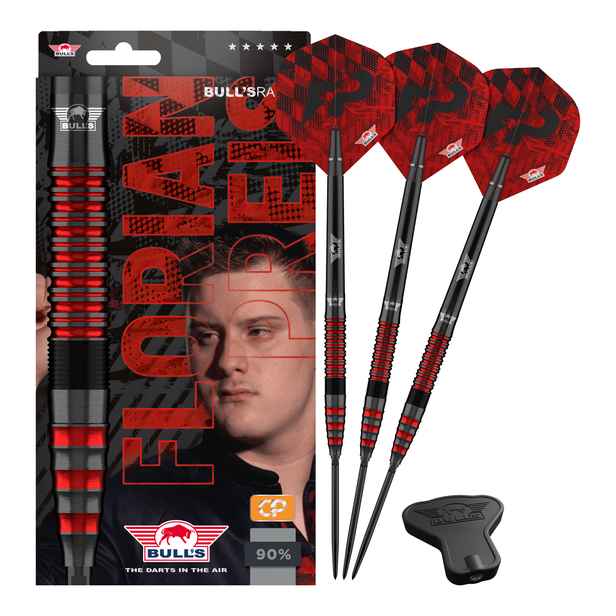 Bulls NL Florian Price 90 Puntos Convertibles Steeldarts Abgebildet wird Bulls NL Florian Preis 90 Convertible Point Steeldarts. Das Set ist übersichtlich angeordnet.