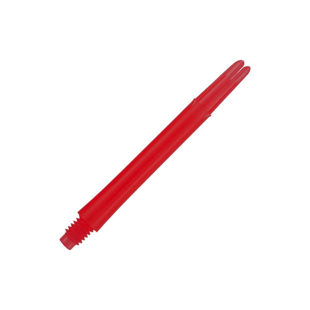 Ejes en L bloqueados rectos estilo L - Rojo Das Bild zeigt einen roten, geraden Dart-Schaft ohne Kappen. Der Schaft ist 46 mm lang und hat ein Gewinde am Ende.