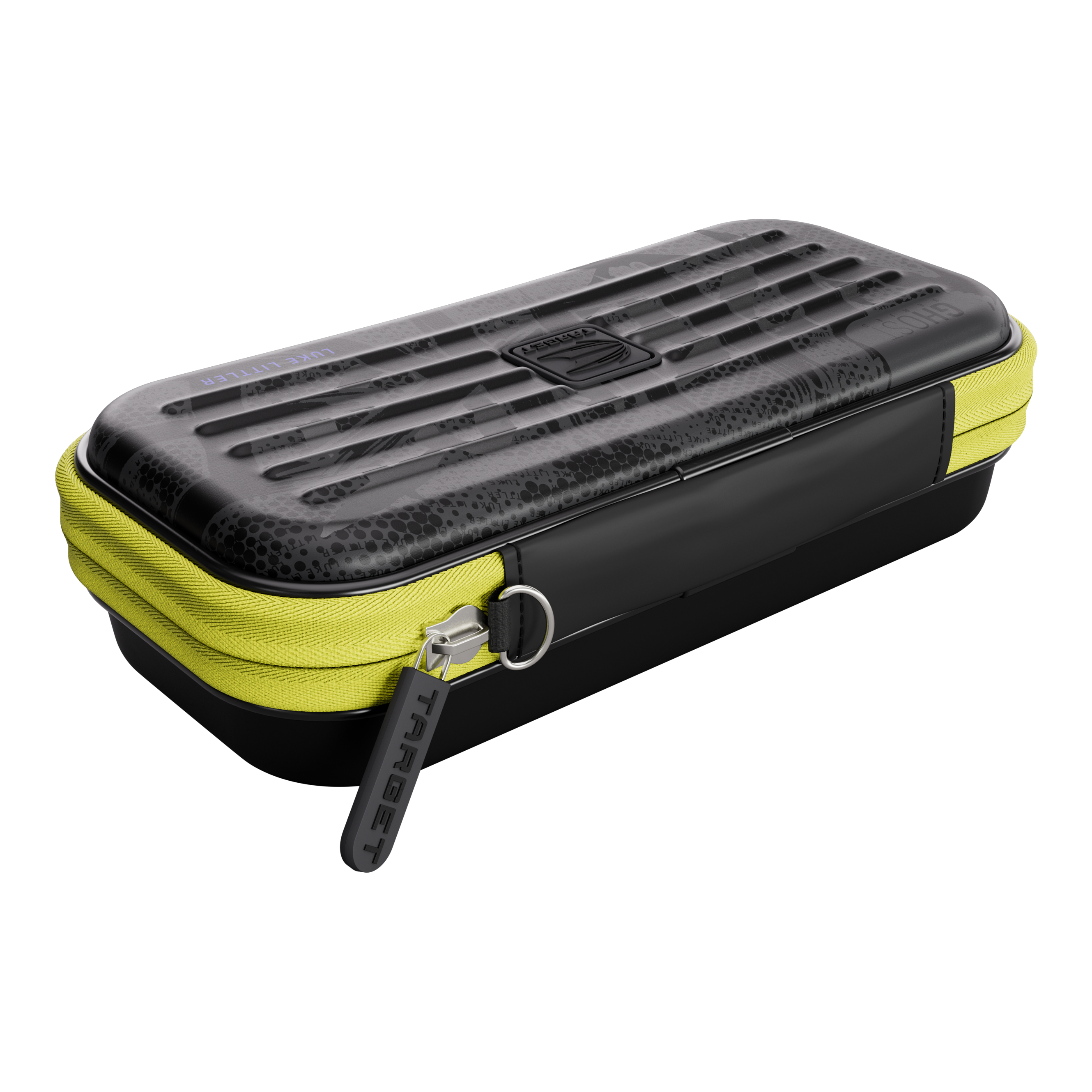 Estuche de dardos Luke Littler de la serie Takoma Ghost Auf dem Bild ist das Takoma Ghost Series Luke Littler Dartcase abgebildet. Diese Darttasche bietet sicheren Schutz für Dartpfeile.