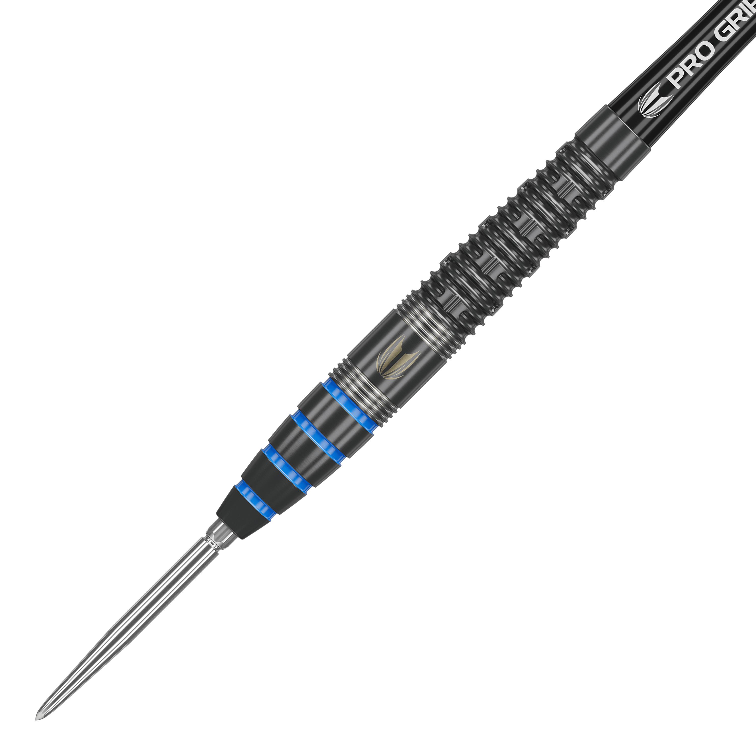 Diana Jeffrey De Graaf GEN1 Dardos de acero con punta suiza - 23 g Auf dem Bild ist ein Target Jeffrey De Graaf GEN1 Swiss Point Steeldart mit 23g zu sehen. Der Dartpfeil hat ein schwarzes Design mit silbernen und blauen Akzenten.