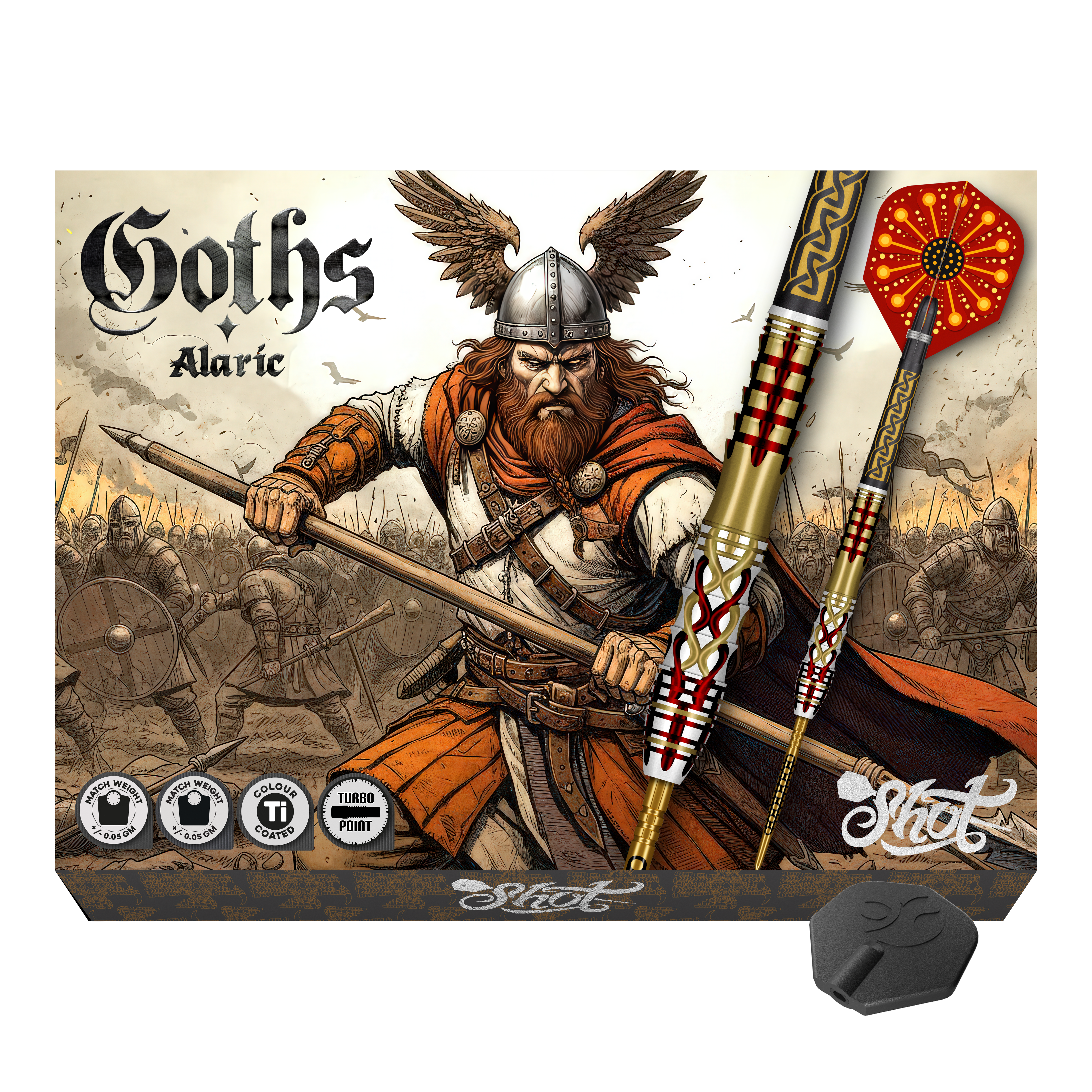 Dardos de acero Shot Goths Alaric Turbo Point - 23 g Hier sieht man die Shot Goths Alaric Turbo Point Steeldarts - 23g. Sie sind ideal für Präzision und Kontrolle.