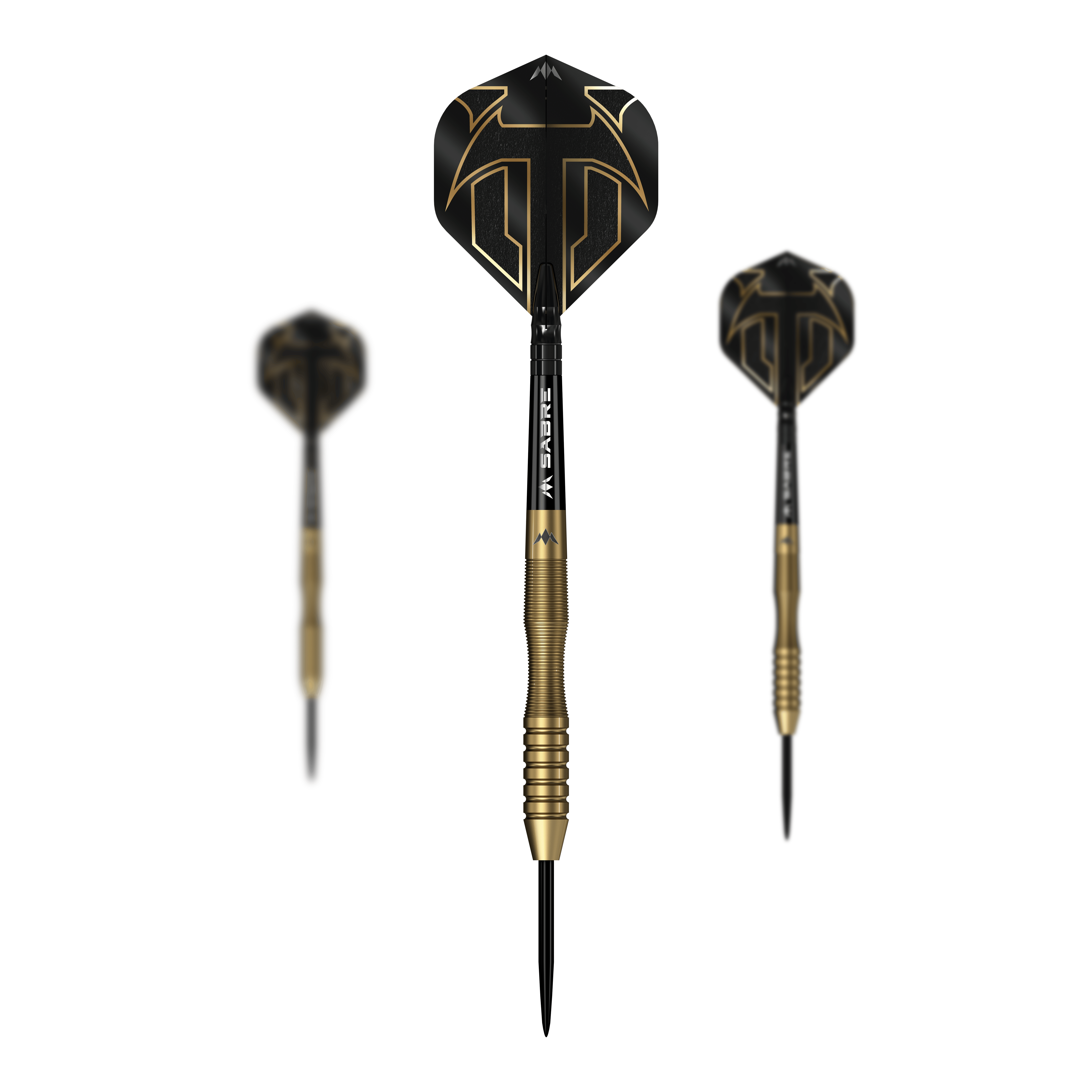 Dardos Mission Viktor Tingstrom Gold Steel - 22 g Mission Viktor Tingstrom Gold Steeldarts - 22g als Set dargestellt. Das Foto zeigt das komplette Set der Steeldarts.
