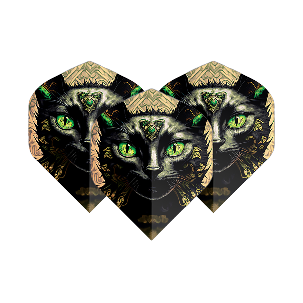 Vuelos de pentatlón Cat Pentathlon Flights Katze werden als Set präsentiert. Das Motiv einer Zeichnung ist sichtbar.