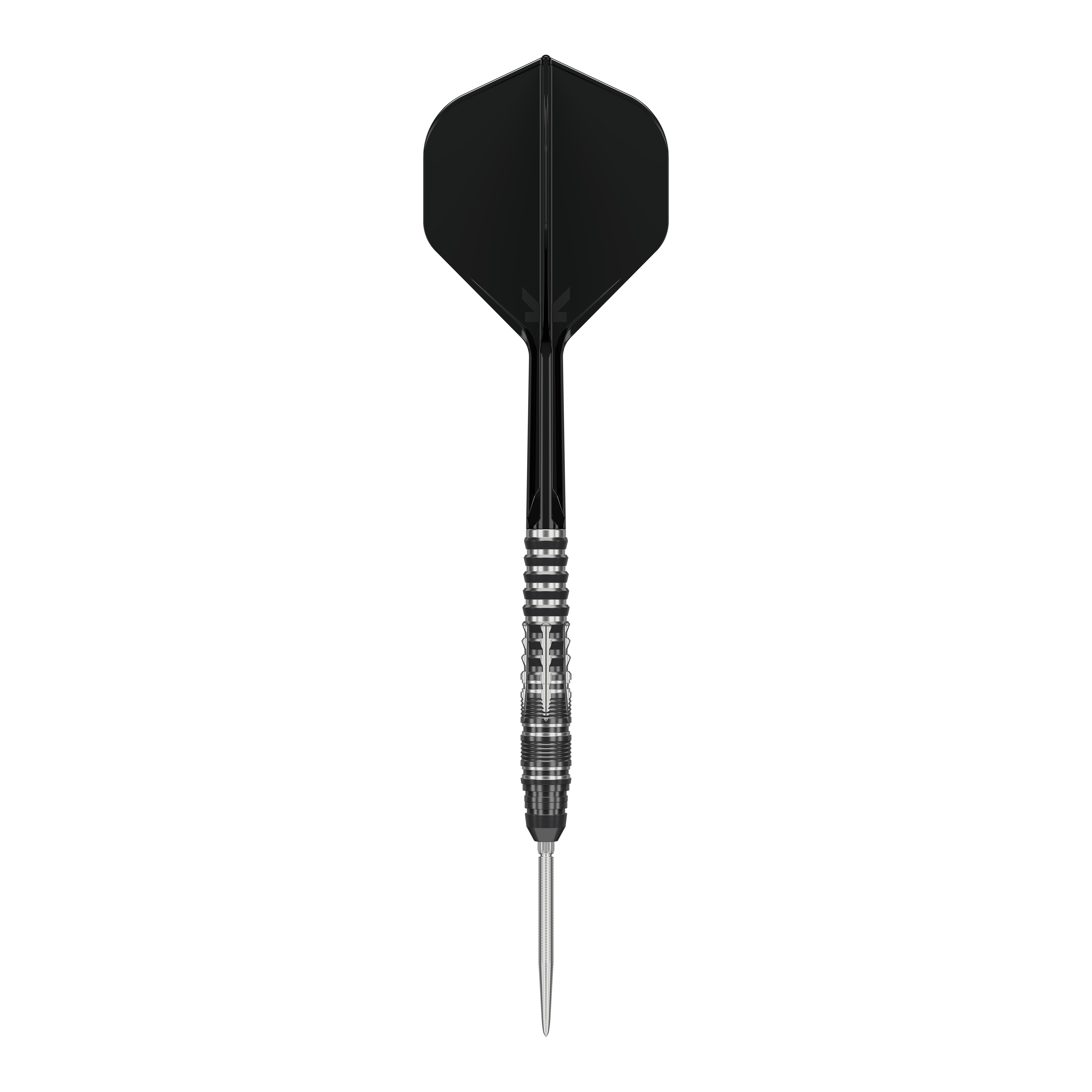 Abgebildet sind Target Japan Black Marque Blaze Swiss Point Steeldarts - 23g. Das Design ist elegant in Schwarz gehalten.