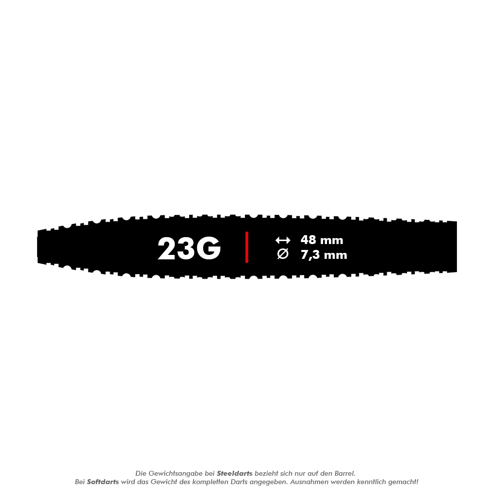 Dardos de acero Shot ZEN Missile Turbo Point - 23 g Das Bild zeigt die Shot ZEN Missile Turbo Point Steeldarts - 23g. Die Steeldarts sind für das Präzisions-Dartspiel entworfen.