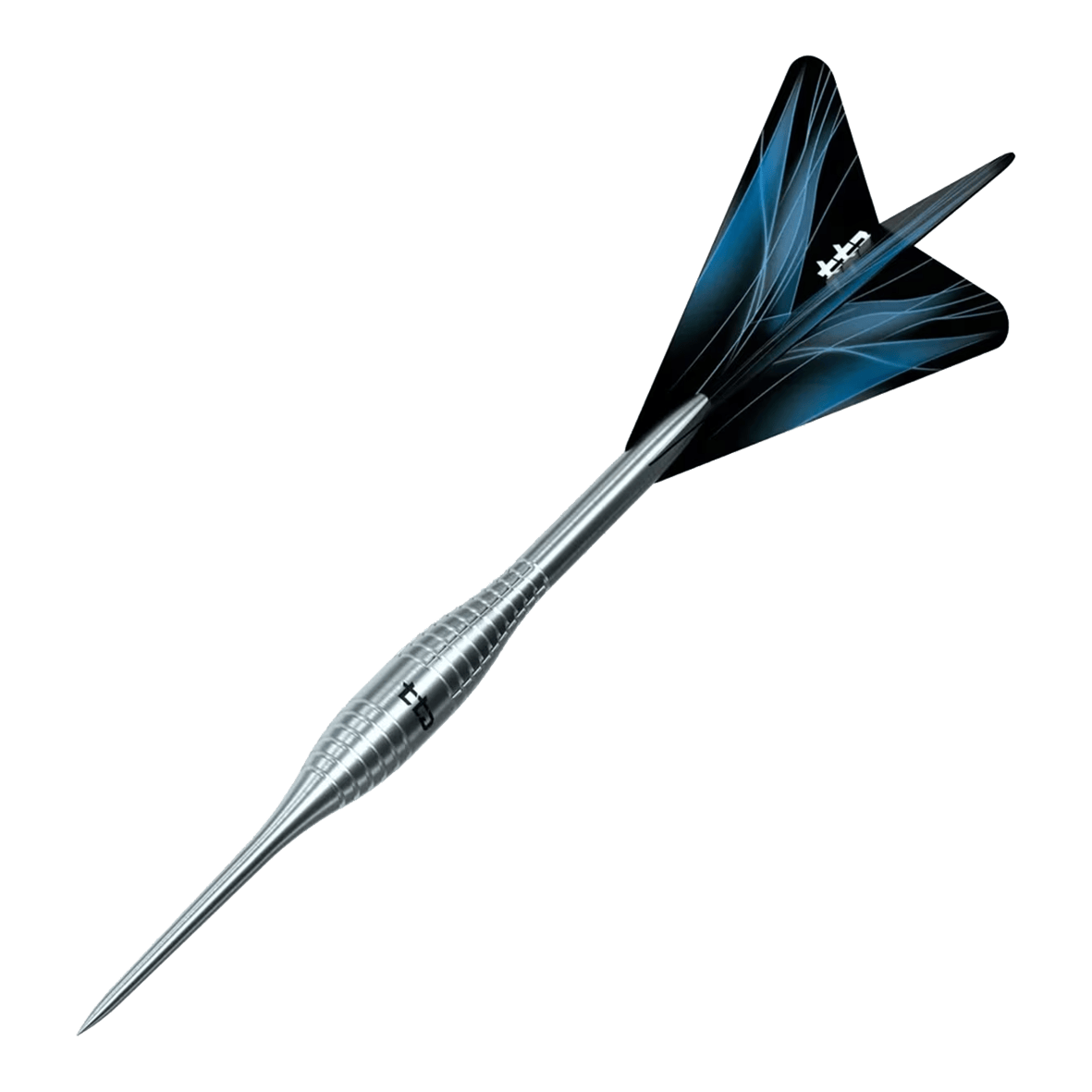 Dardos de acero Caliburn TTD Complete Titanium T2 Silver - 6 g Dies ist eine weitere Ansicht der Caliburn TTD Complete Titanium T2 Silver Steeldarts - 6g. Die silbernen Steeldarts sind für professionelle Dartspieler geeignet.