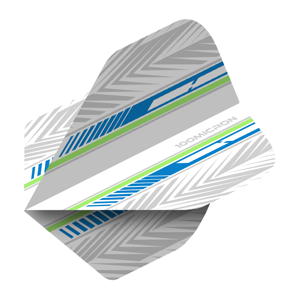 Vuelos de pentatlón blanco/azul/verde Mehrere Pentathlon Flights weiß/ blau/ farbig sind zusammen gezeigt. Die Ecken und Farbflächen sind deutlich sichtbar.