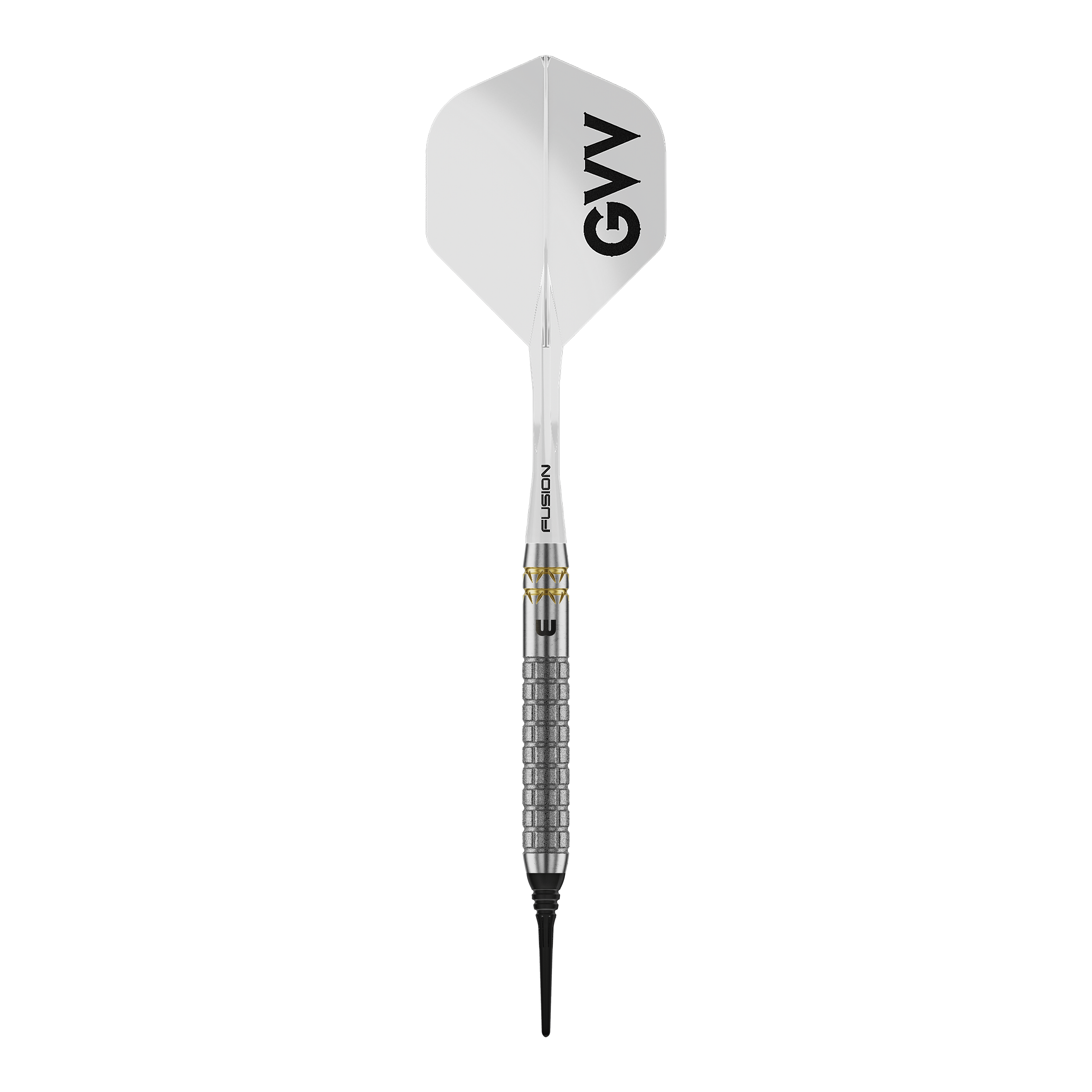 Dardos blandos Winmau Gian Van Veen W-MAX - 18g Das Bild zeigt Winmau Gian Van Veen W-MAX Softdarts mit 18 Gramm. Die Darts sind im Profil dargestellt.