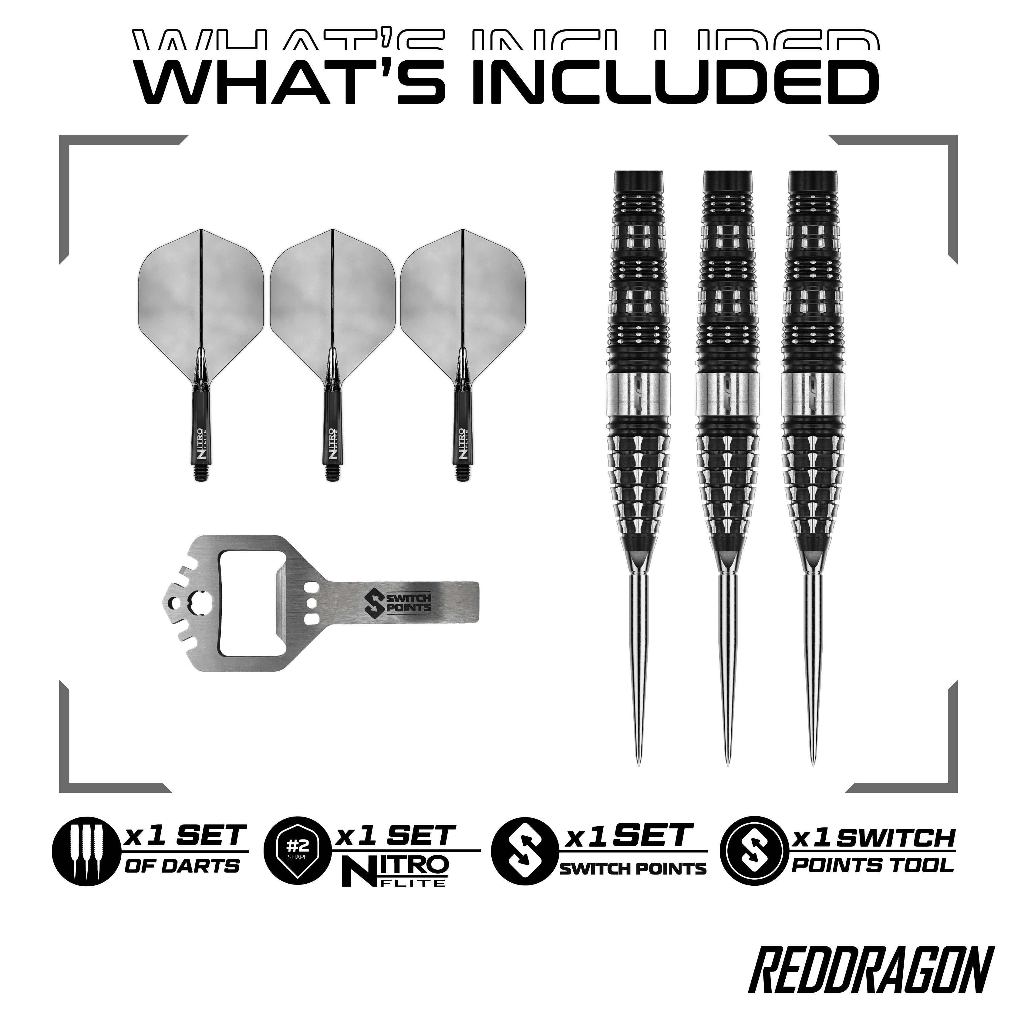 Dardos de acero Red Dragon Recon Torpedo Switch Point Abgebildet sind die Red Dragon Recon Torpedo Steeldarts - 23g. Dieses Produkt ist für Präzision und hohe Leistung entwickelt.