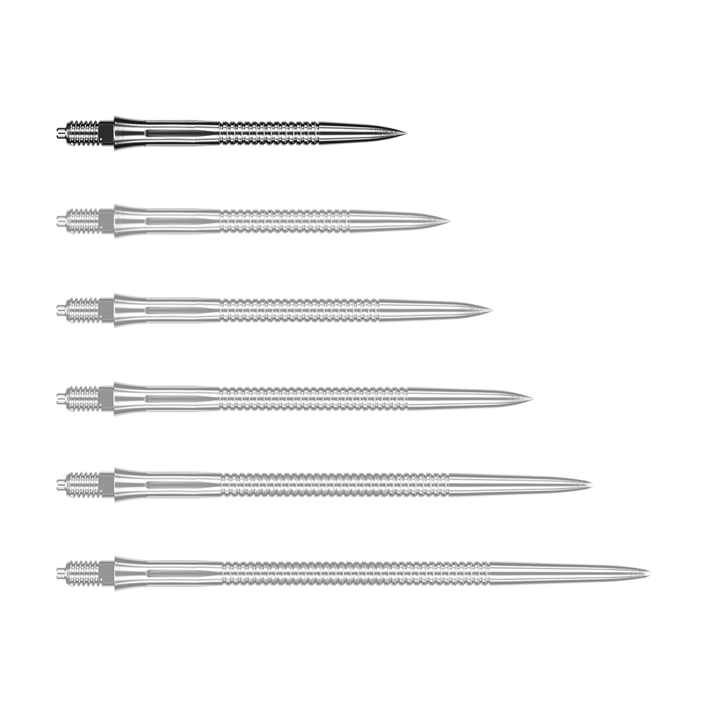 Puntas de dardo Caliburn EZ-EVO - Ranuradas - Plateadas Das Bild zeigt eine silberne Dartspitze mit Rillen. Die Dartspitze ist 28 mm lang.