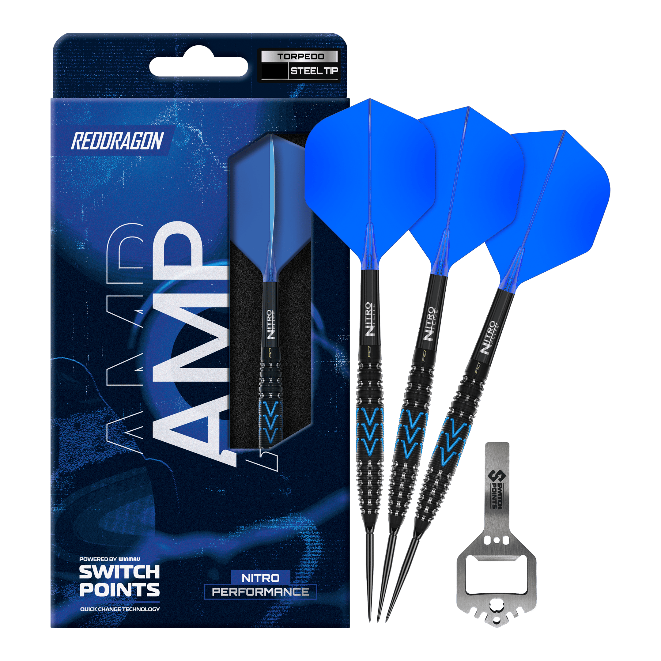 Dardos de acero Red Dragon AMP Torpedo Switch Point Auf dem Foto sind die Red Dragon AMP Torpedo Switch Point Steeldarts vollständig abgebildet. Diese Steeldarts sind ideal für Dartspieler und bieten hohe Qualität.