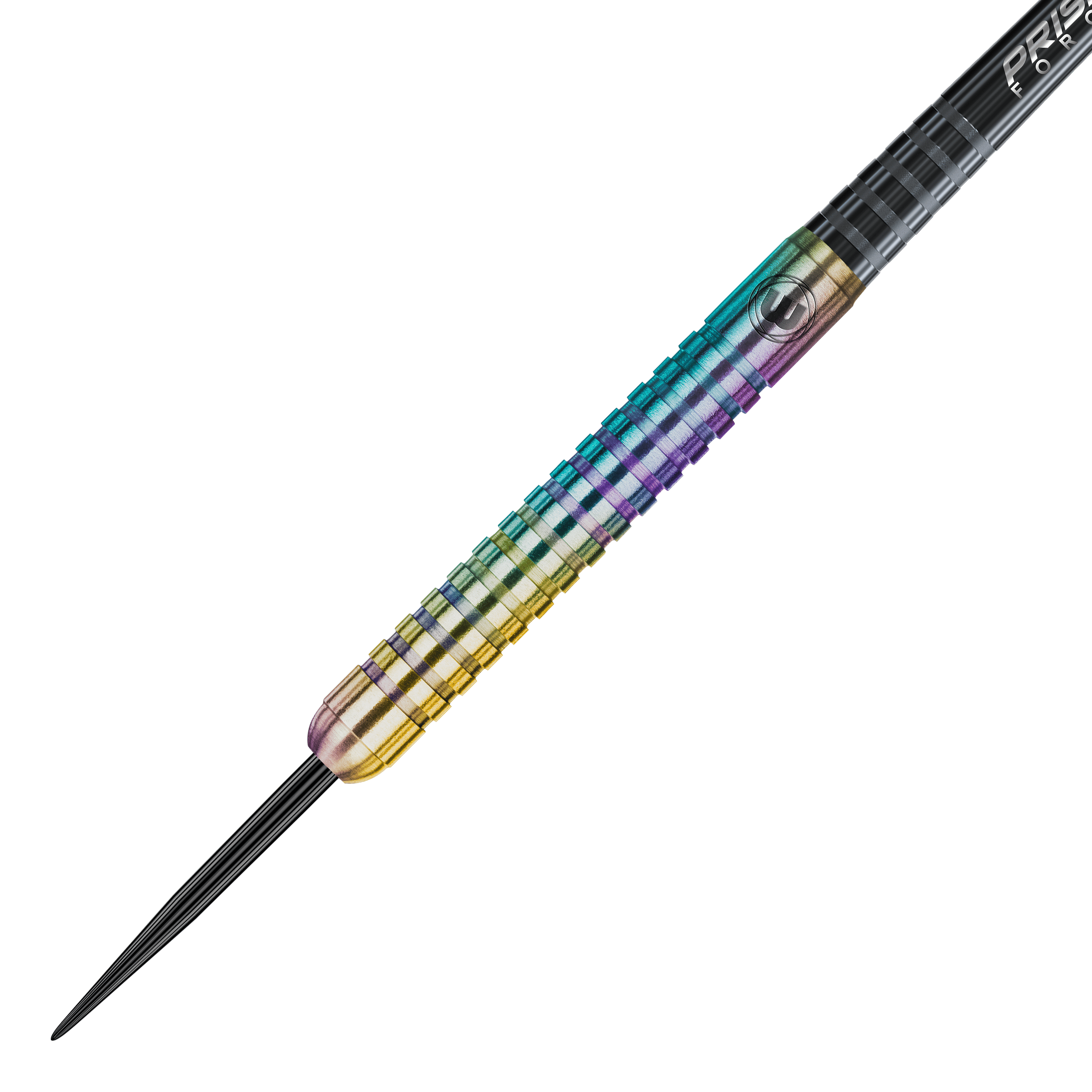 Dardos de acero Winmau Foxfire Urban Das Bild zeigt einen Winmau Foxfire Urban Steeldart. Der Dartpfeil hat einen schillernden, mehrfarbigen Schaft mit Rillen für besseren Halt.