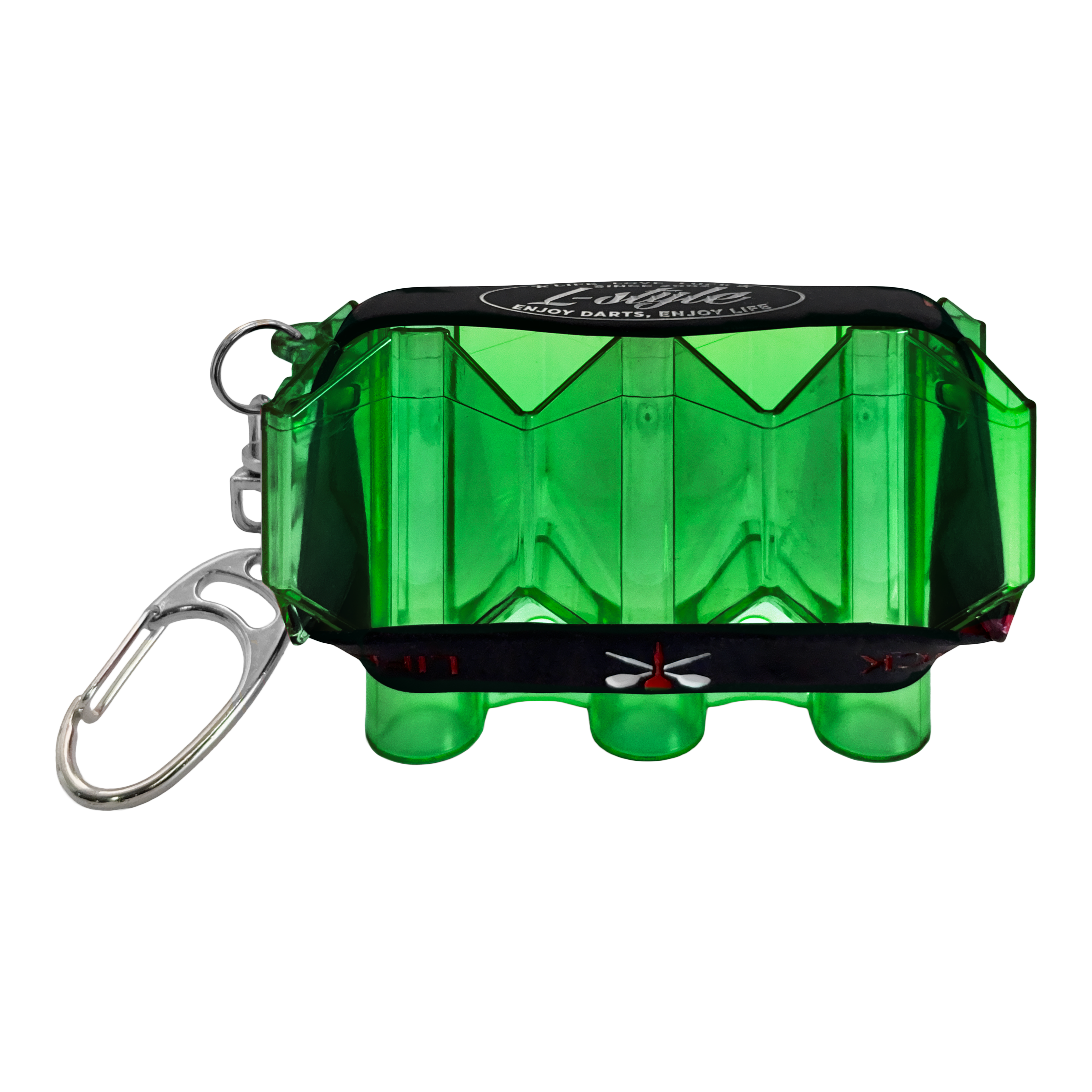 Das Bild zeigt ein Produkt mit dem Dateinamen LSF3107_LStyle_Krystal_Flight-Case_SP_Grn_1. Es ist vermutlich ein grünes Flight-Case für Dartflights.