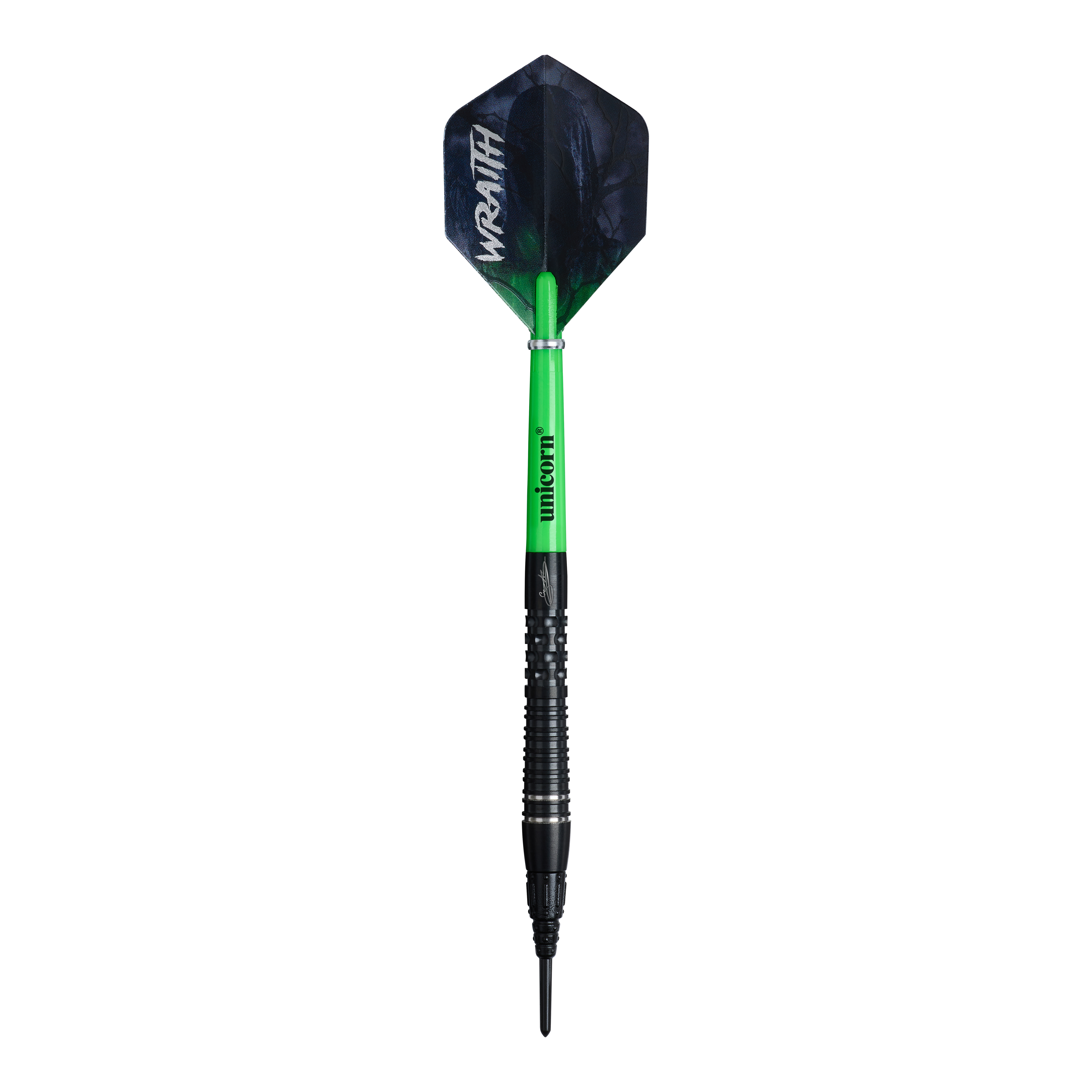Dardos blandos Unicorn Wraith Gary Anderson Phase 6 - 20 g Unicorn Wraith Gary Anderson Phase 6 Softdarts mit einem Gewicht von 20g ist zu sehen. Der Softdart wird von der Seite gezeigt.