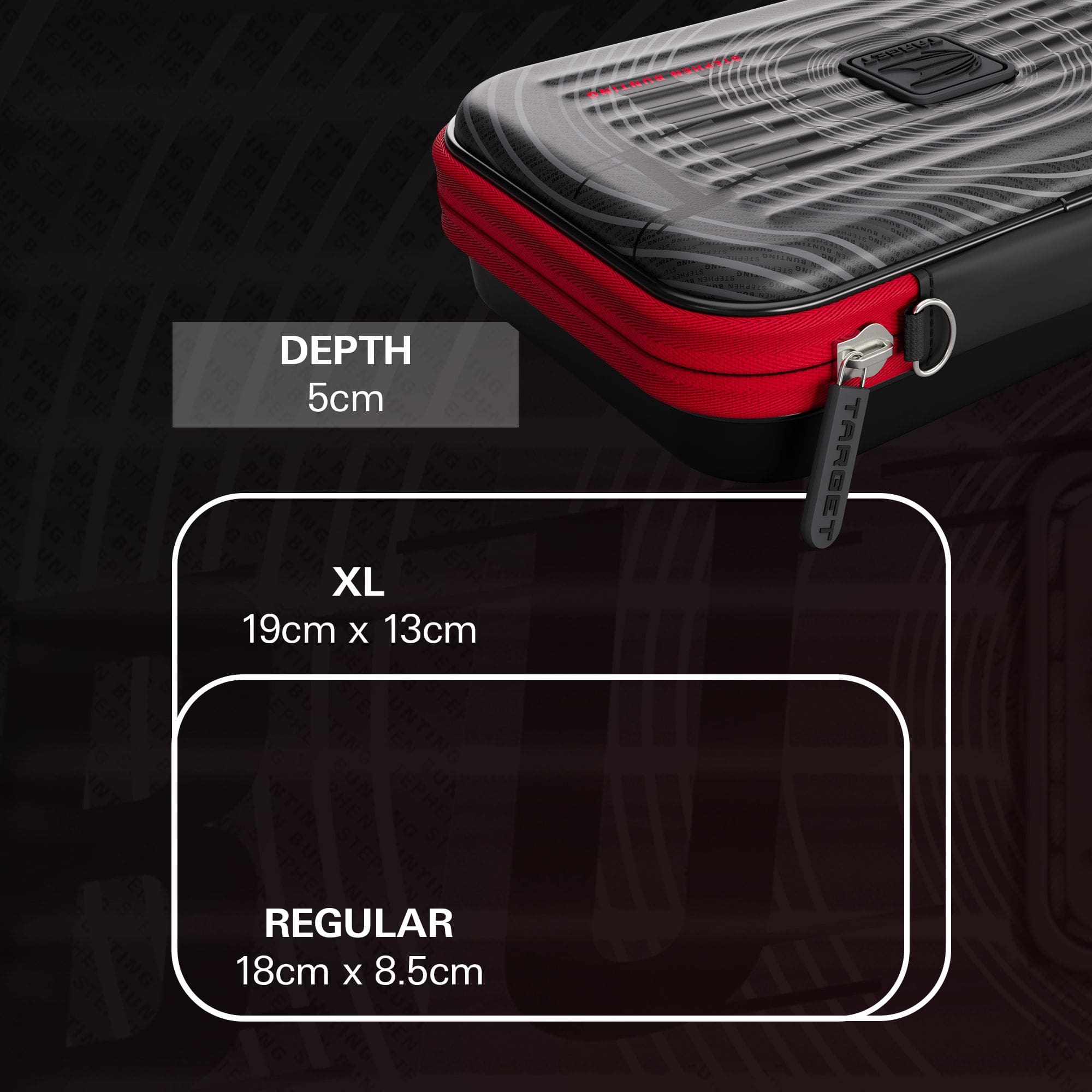 Estuche para dardos Takoma XL Ghost Series de Stephen Bunting Abgebildet ist das Takoma XL Ghost Series Stephen Bunting Dartcase. Die Darttasche ist dem professionellen Dartspieler Stephen Bunting gewidmet.