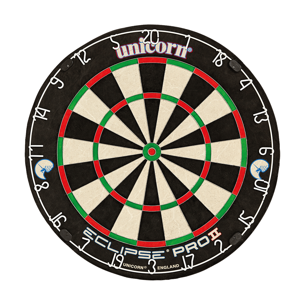 Unicorn Eclipse Pro 2 Dartboard Das Bild zeigt ein Unicorn Eclipse Pro 2 Dartboard. Die Sektoren sind deutlich markiert.