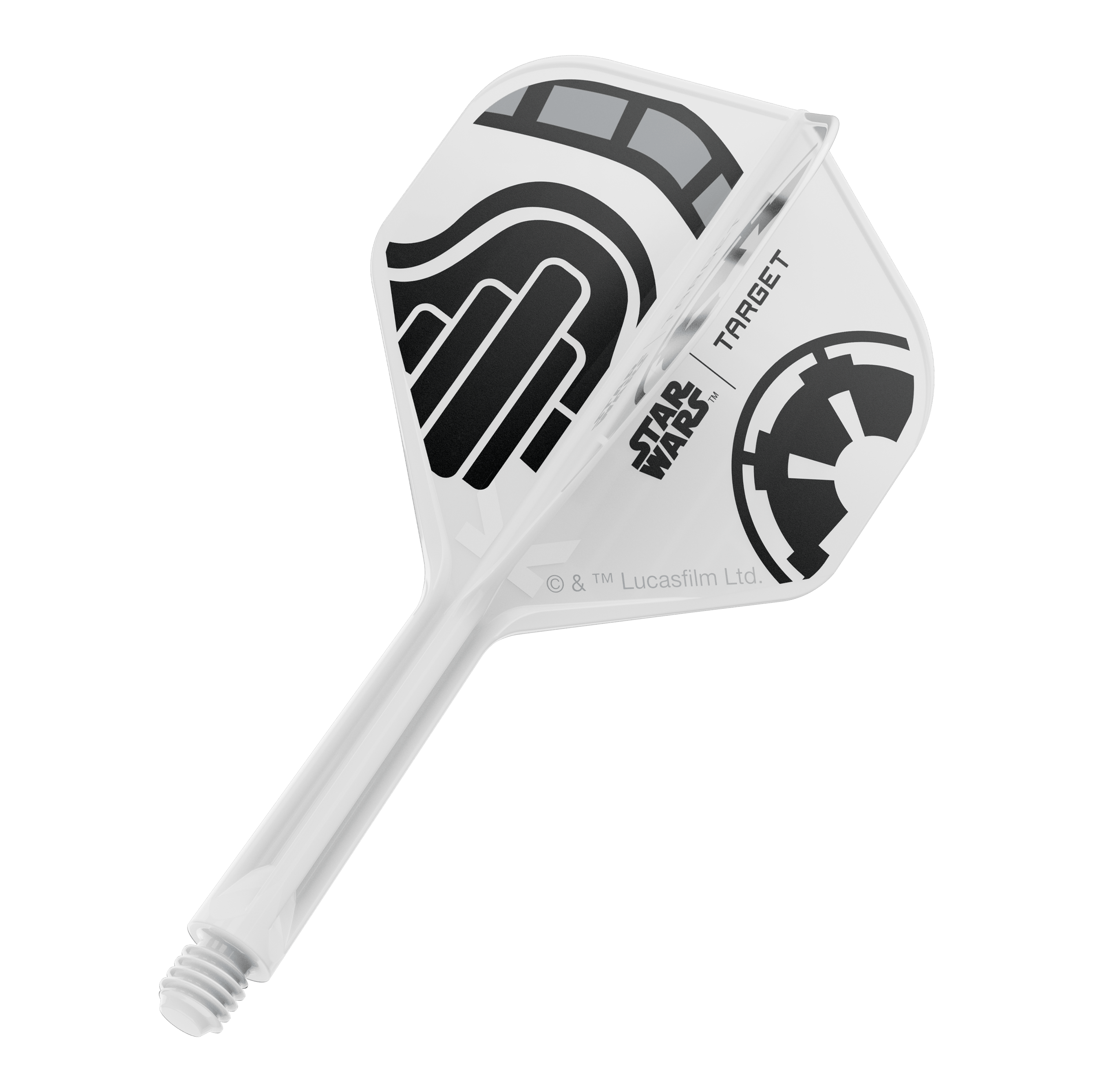 Target Star Wars K-Flex Stormtrooper No. 2 Vuelos Estándar Das Bild zeigt einen einzelnen Dart-Flight aus der Star Wars KFlex Stormtrooper Serie. Der Flight ist in der Standardgröße und hat eine Länge von 26 mm.
