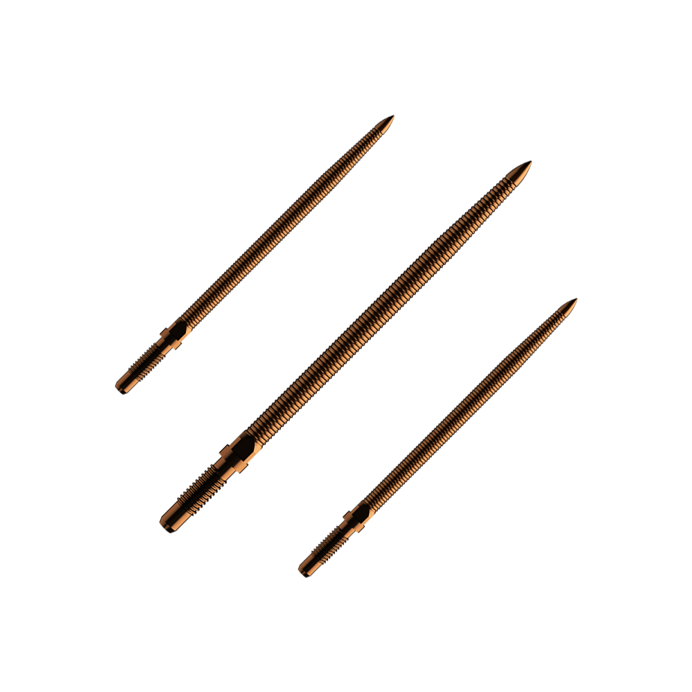 Puntas de dardo convertibles Bulls NL - Micro Grip - Bronce Abgebildet ist ein Satz Dartspitzen mit MicroGrip in Bronze. Die Spitzen sind 36mm lang.