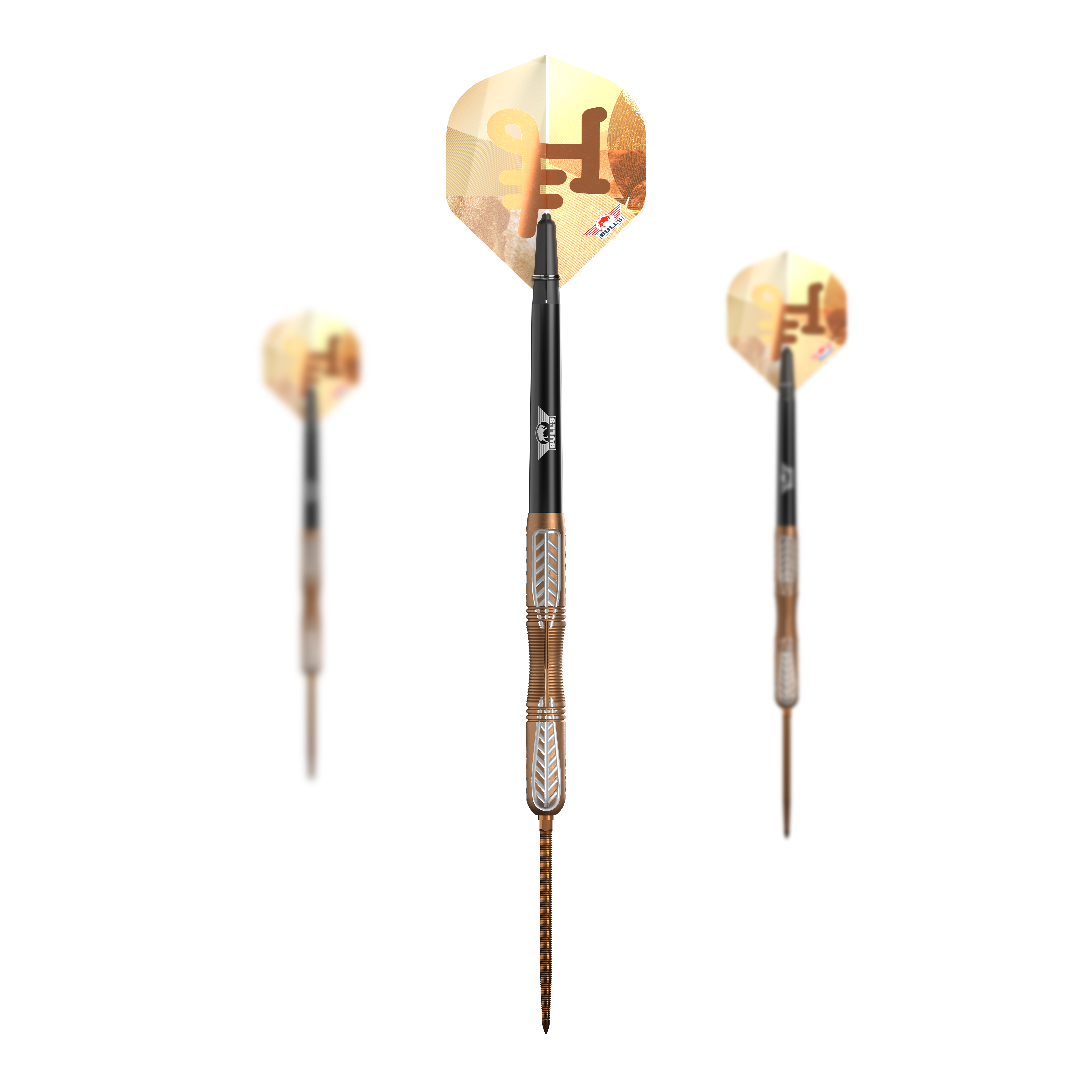 Dardos de acero convertibles Bulls NL Bronzo True Abgebildet ist das Set Bulls NL Bronzo True Convertible Point Steeldarts. Mehrere Darts sind im Paket enthalten.