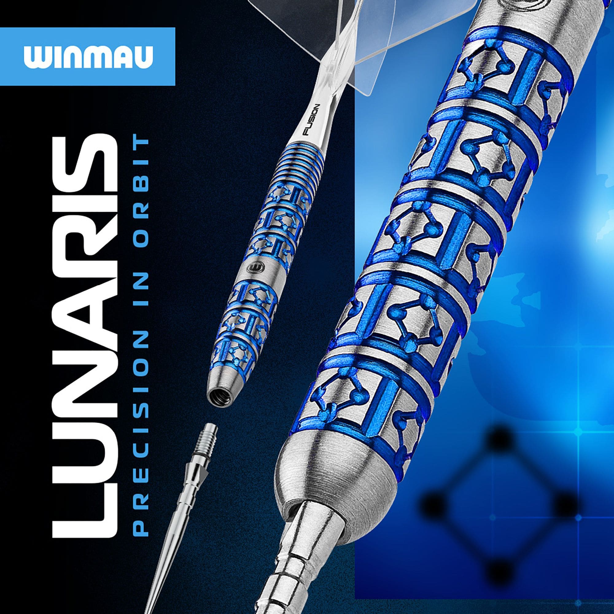 Dardos de acero con punta de cambio cónica Winmau Lunaris Abgebildet sind die Winmau Lunaris Tapered Switch Point Steeldarts. Sie zeichnen sich durch eine besondere Form und hochwertige Verarbeitung aus.