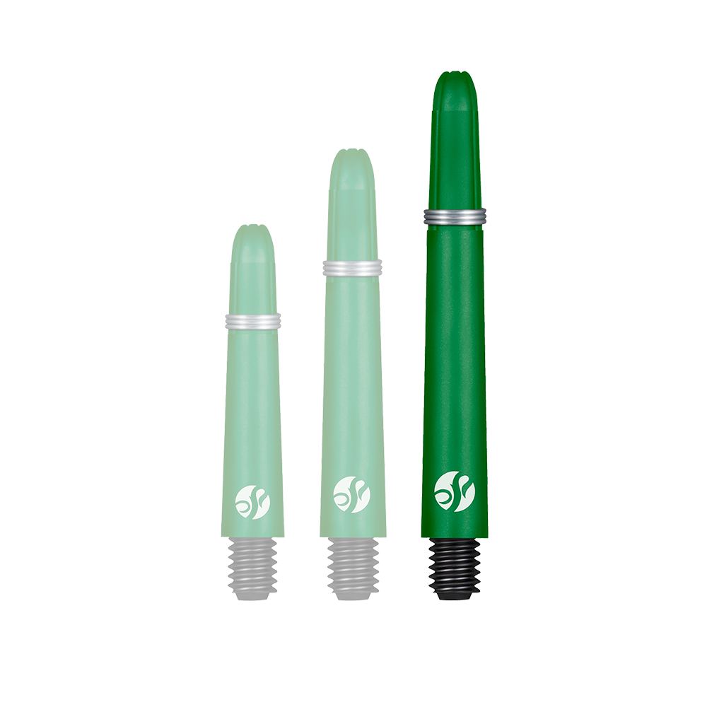 Flechas de carbono Shot Koi - Verde Ein Dart-Schaft wird einzeln präsentiert. Der Hals ist markant ausgeführt.