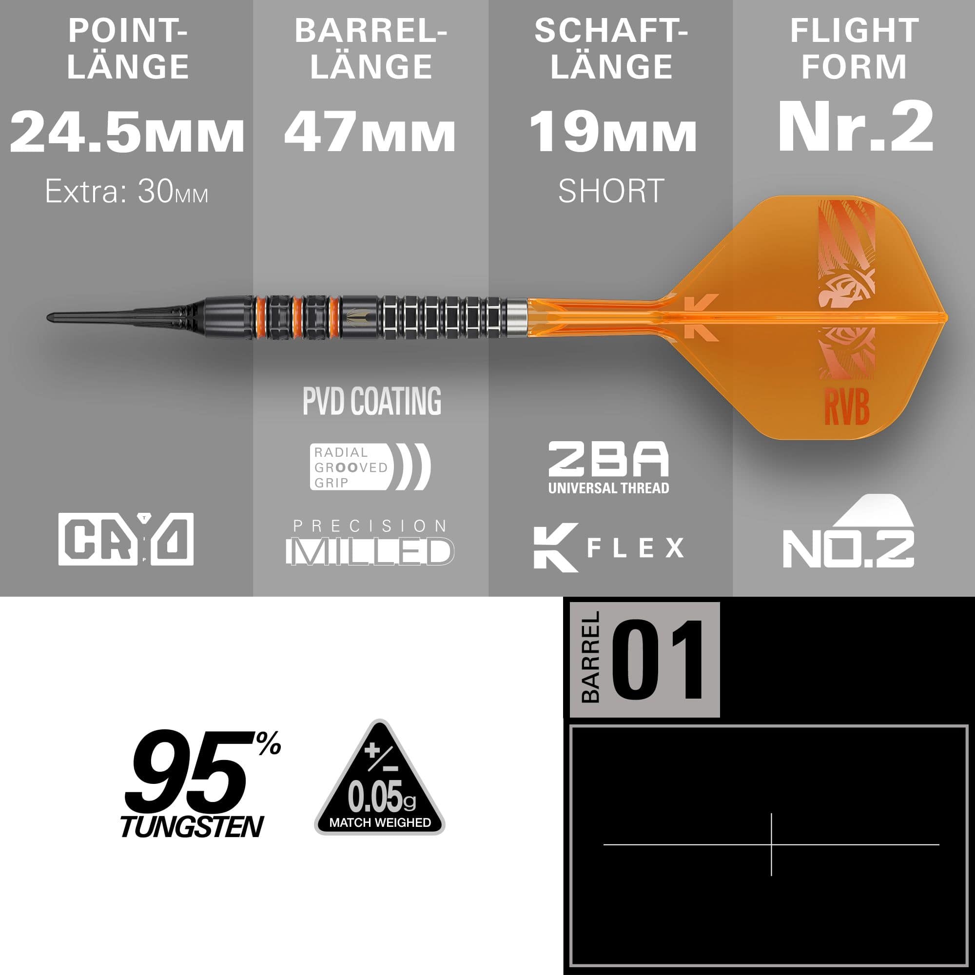 Target Raymond Van Barneveld 95K dardos blandos - 20g Target Raymond Van Barneveld 95K dardos blandos - 20g
