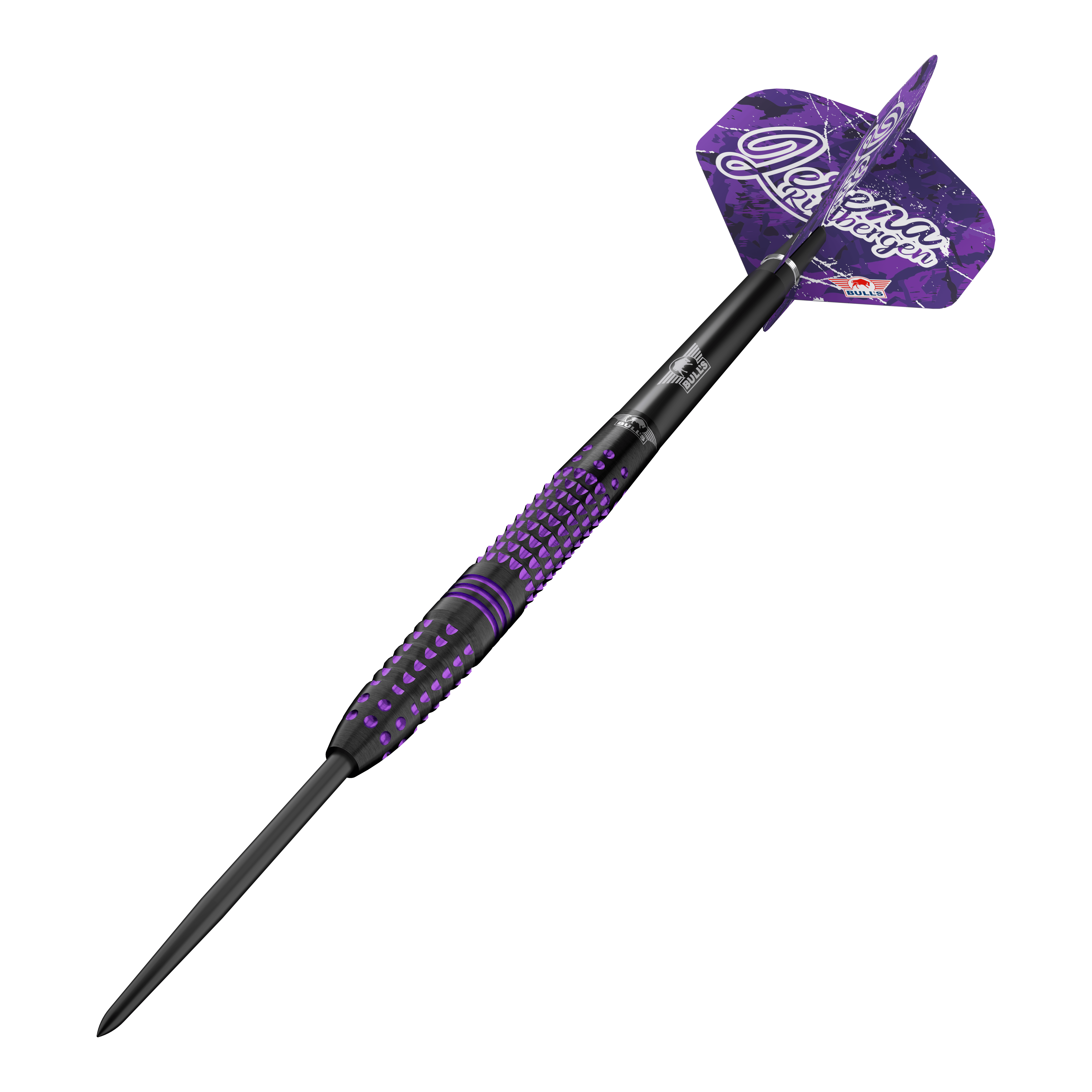 Abgebildet sind die Bulls NL Lerena Rietbergen Steeldarts - 24g. Das Bild zeigt die Details und die hochwertige Verarbeitung der Steeldarts.