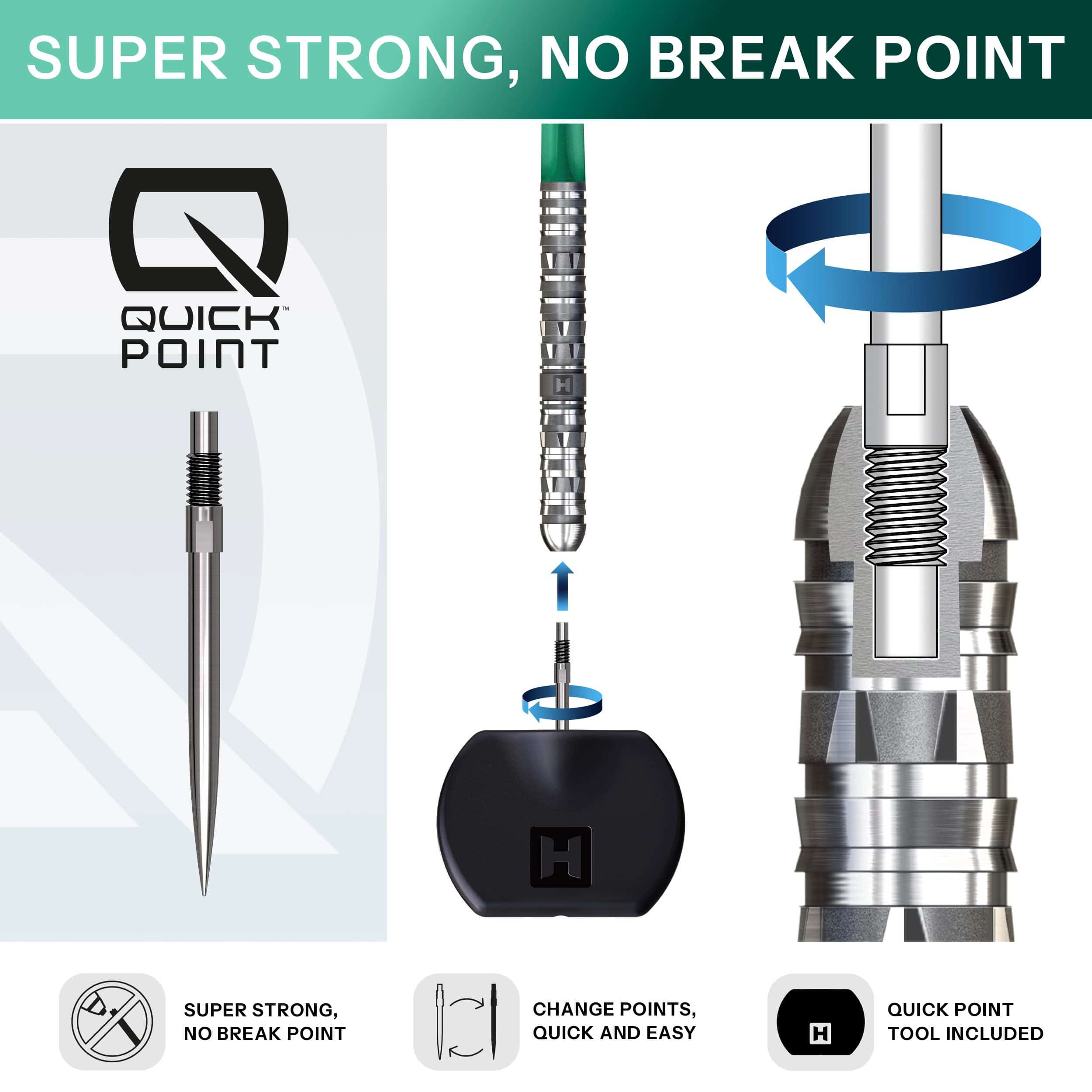 Ein Steeldartpfeil mit paralleler Griffstruktur ist abgebildet. Die Form ist von der Seite zu sehen.