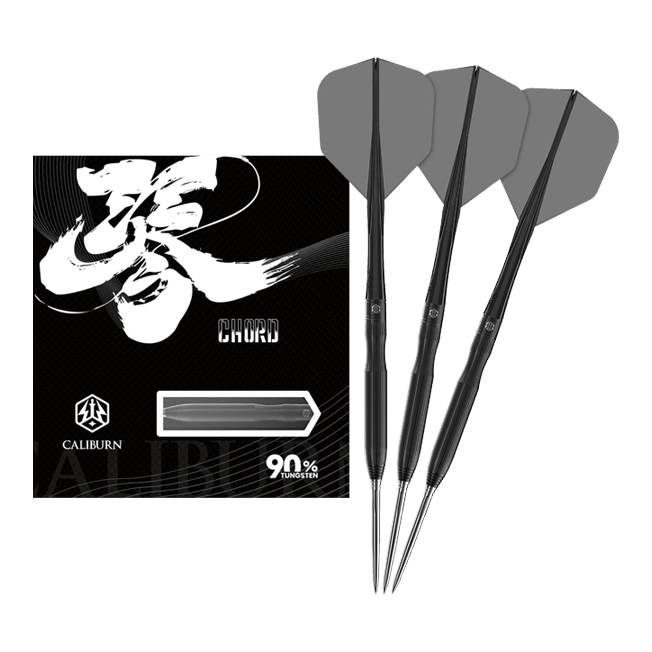 Dardos de acero Caliburn Chord C1 - 21,5 g Dieses Bild zeigt den Caliburn Chord C1 Steeldart mit 21,5g in voller Länge. Der Pfeil ist klar und detailliert dargestellt.