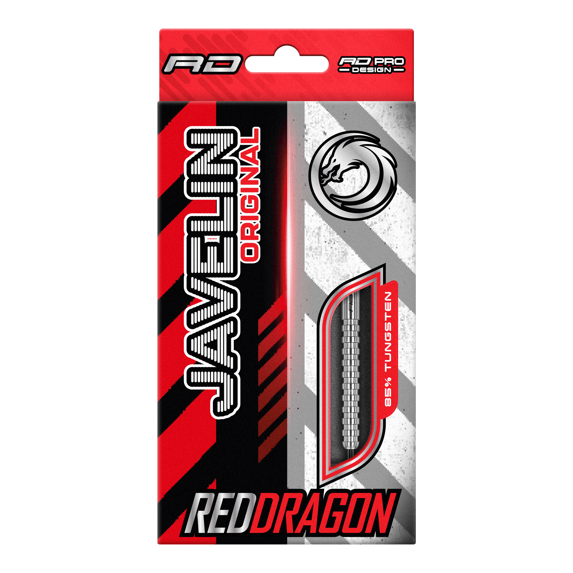 Auf dem Bild sind die Red Dragon Javelin Steeldarts zu sehen. Diese Darts sind für Präzision und Leistung bekannt.