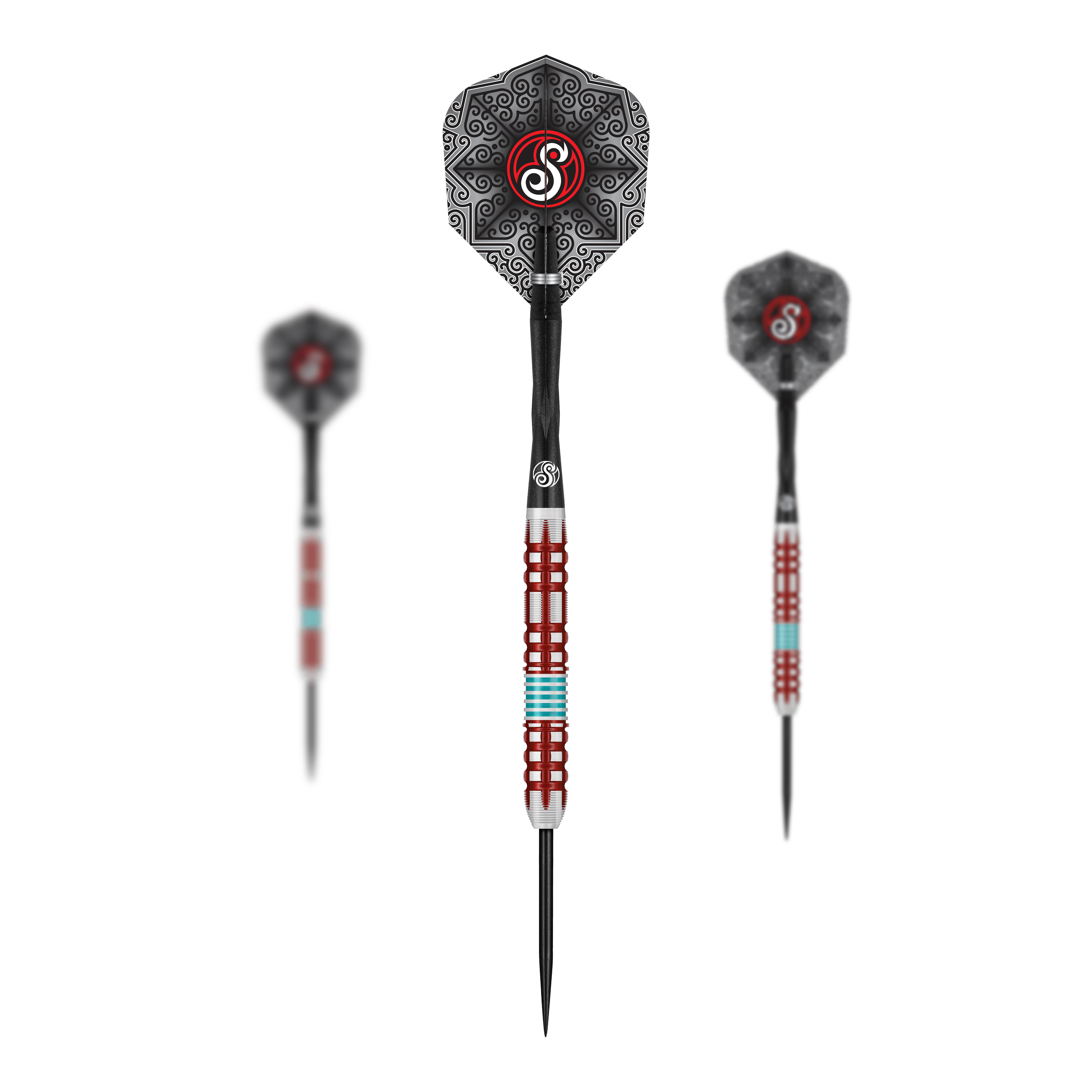 Dardos de acero Shot Collab Pro Series Josh Pearson - 23 g Shot Collab Pro Series Josh Pearson Steeldarts - 23g. Das Bild zeigt ein Set von Steeldarts mit einem Gewicht von 23 Gramm.