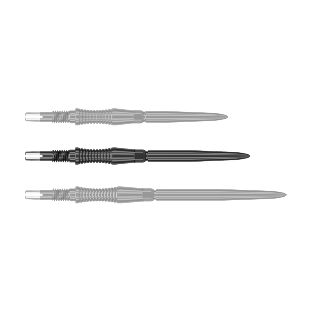 Puntas de dardos Target Swiss Point Signature RST - Negras Auf dem Bild sind schwarze Dartspitzen mit RST-Profil, 35mm, von Target Swiss Point zu sehen. Die Spitzen werden einzeln dargestellt.