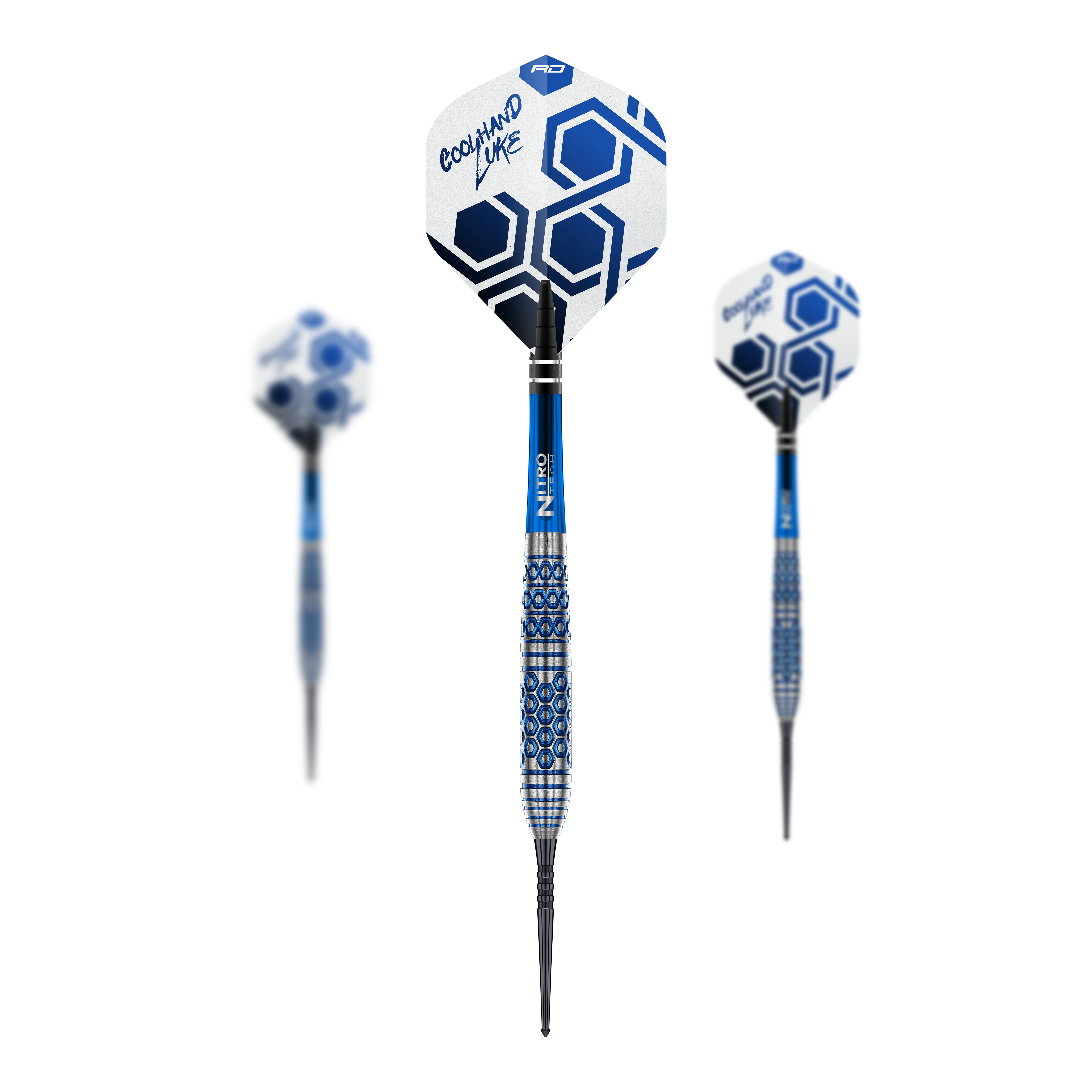 Das Bild zeigt ein Set der Red Dragon Luke Humphries TX5 Steeldarts. Die Steeldarts sind zusammen als Set dargestellt.