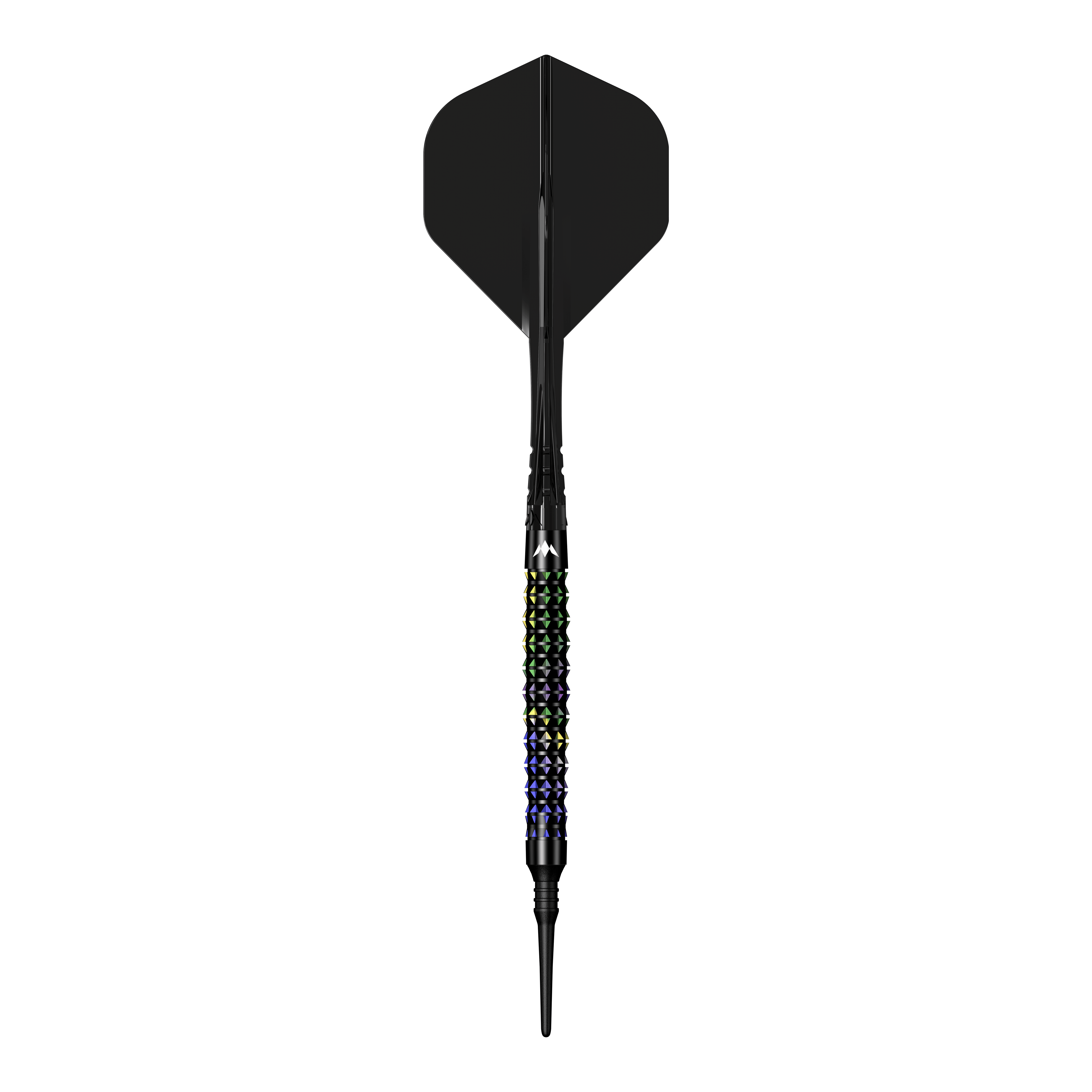 Dardos blandos Mission Black Opal - 20 g Mission Black Opal Softdarts - 20g liegt auf einem weißen Hintergrund. Diese Softdarts sind für präzises Dartspiel ausgelegt.