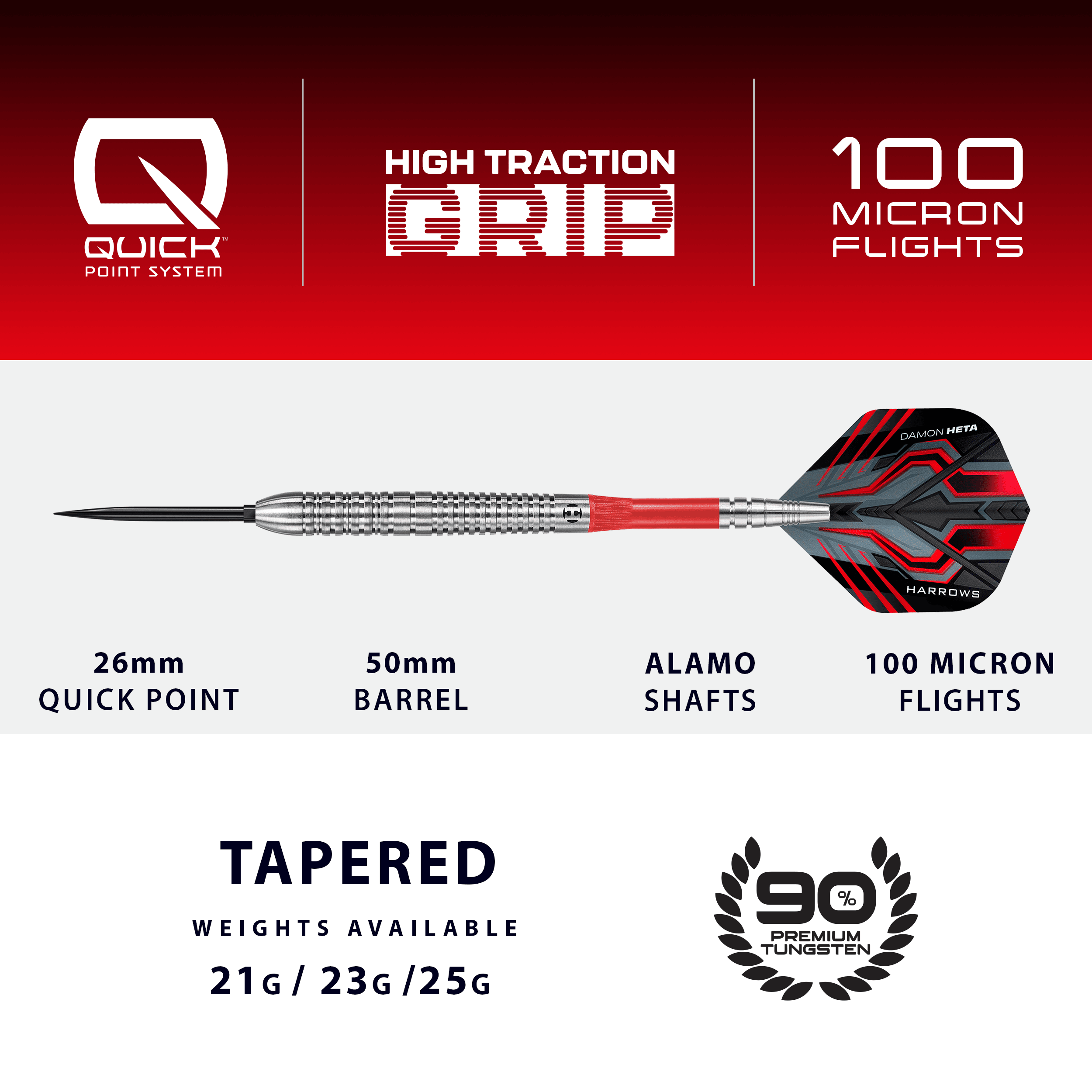 Dardos de acero Harrows Damon Heta Natural Quick Point Das Bild zeigt den Harrows Damon Heta Natural Quick Point Steeldart. Der Dart ist ideal für Spieler, die Wert auf Präzision und Design legen.