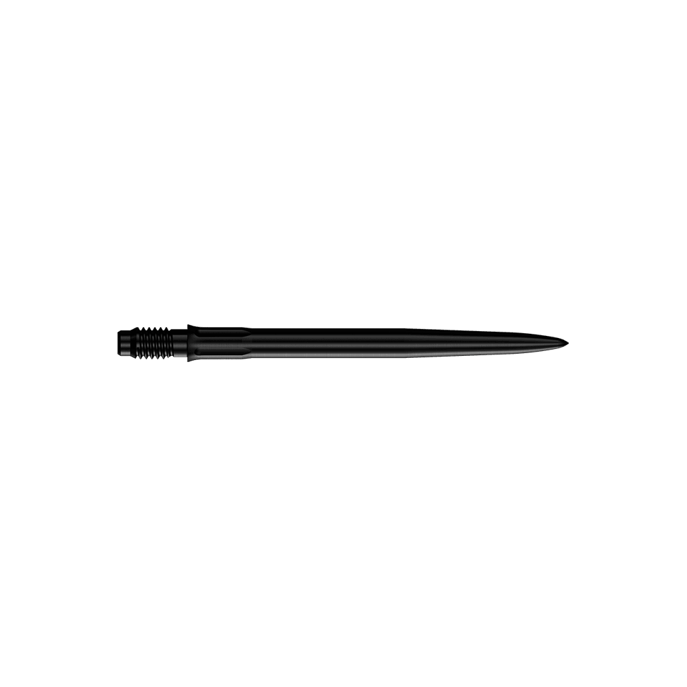 Das Bild zeigt schwarze Dartspitzen mit einer Länge von 30 mm. Es sind zwei Spitzen abgebildet.