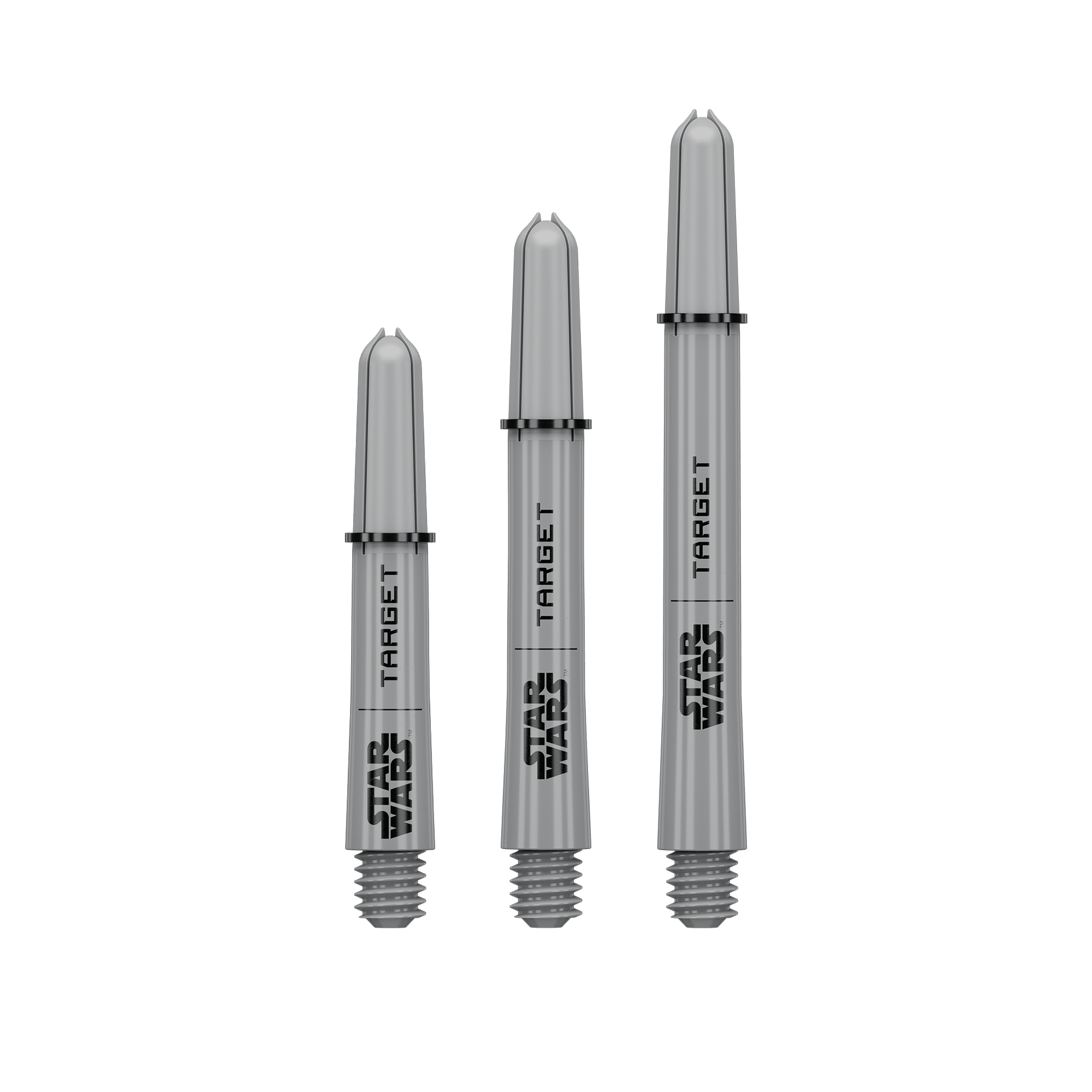 Varillas Target Star Wars ProGrip - Gris Abgebildet sind Target Star Wars ProGrip Shafts - Grau. Die grauen Dartschäfte eignen sich für präzise Würfe.