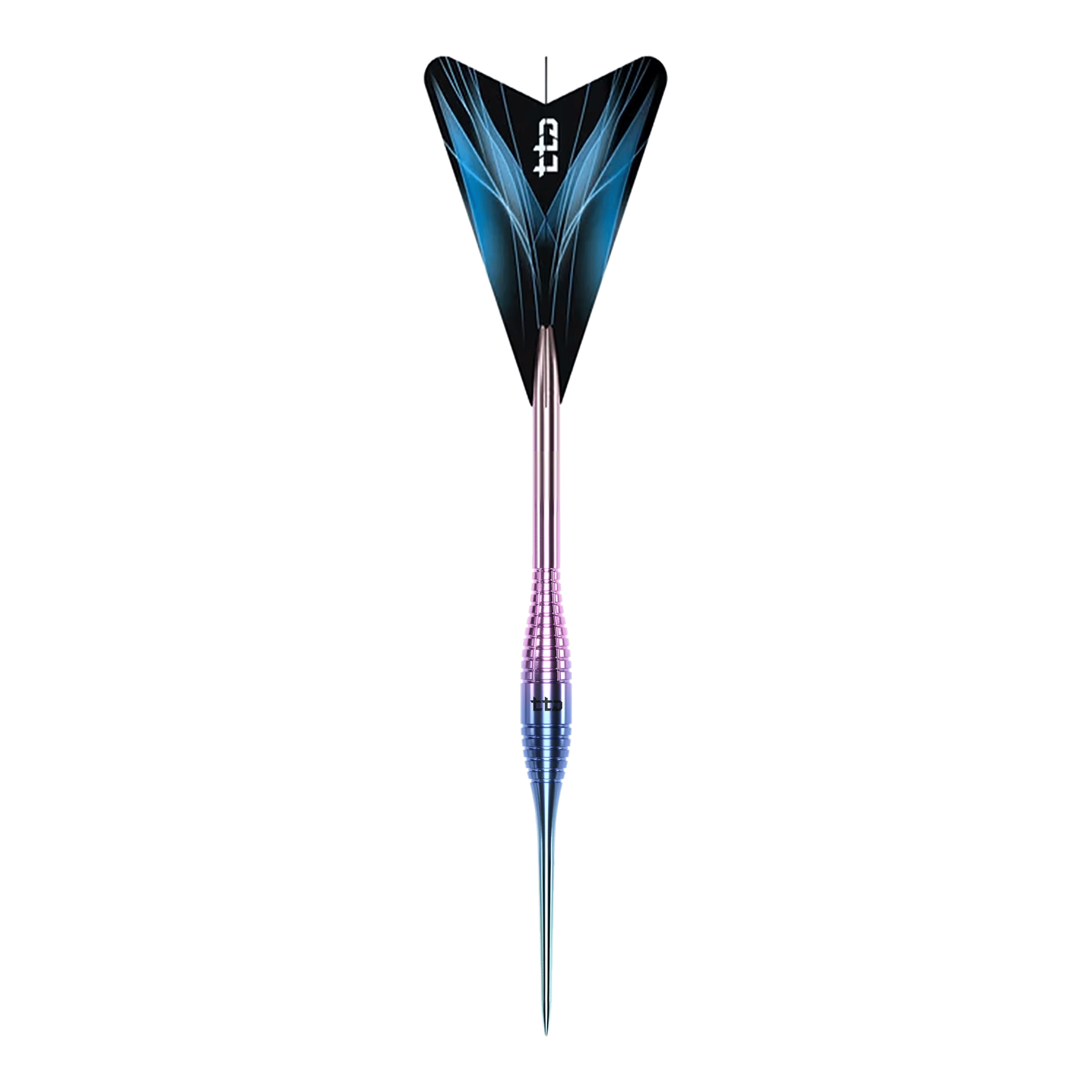 Dardos de acero Caliburn TTD Complete Titanium T2 Rainbow - 6 g Das Bild zeigt die Caliburn TTD Complete Titanium T2 Rainbow Steeldarts mit einem Gewicht von 6g. Die Steeldarts haben ein auffälliges, regenbogenfarbenes Design.