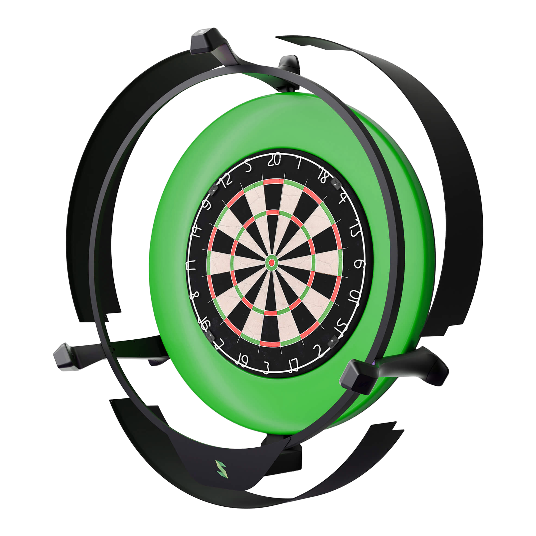 Sistema de puntuación automática electrónica Scolia Home 2 con anillo de iluminación 2026 Das Bild zeigt das Produkt "Scolia Home 2 Electronic Score System mit Beleuchtungsring". Es handelt sich um ein elektronisches Punktesystem für Dartboards, das von einem grünen Beleuchtungsring umgeben ist.