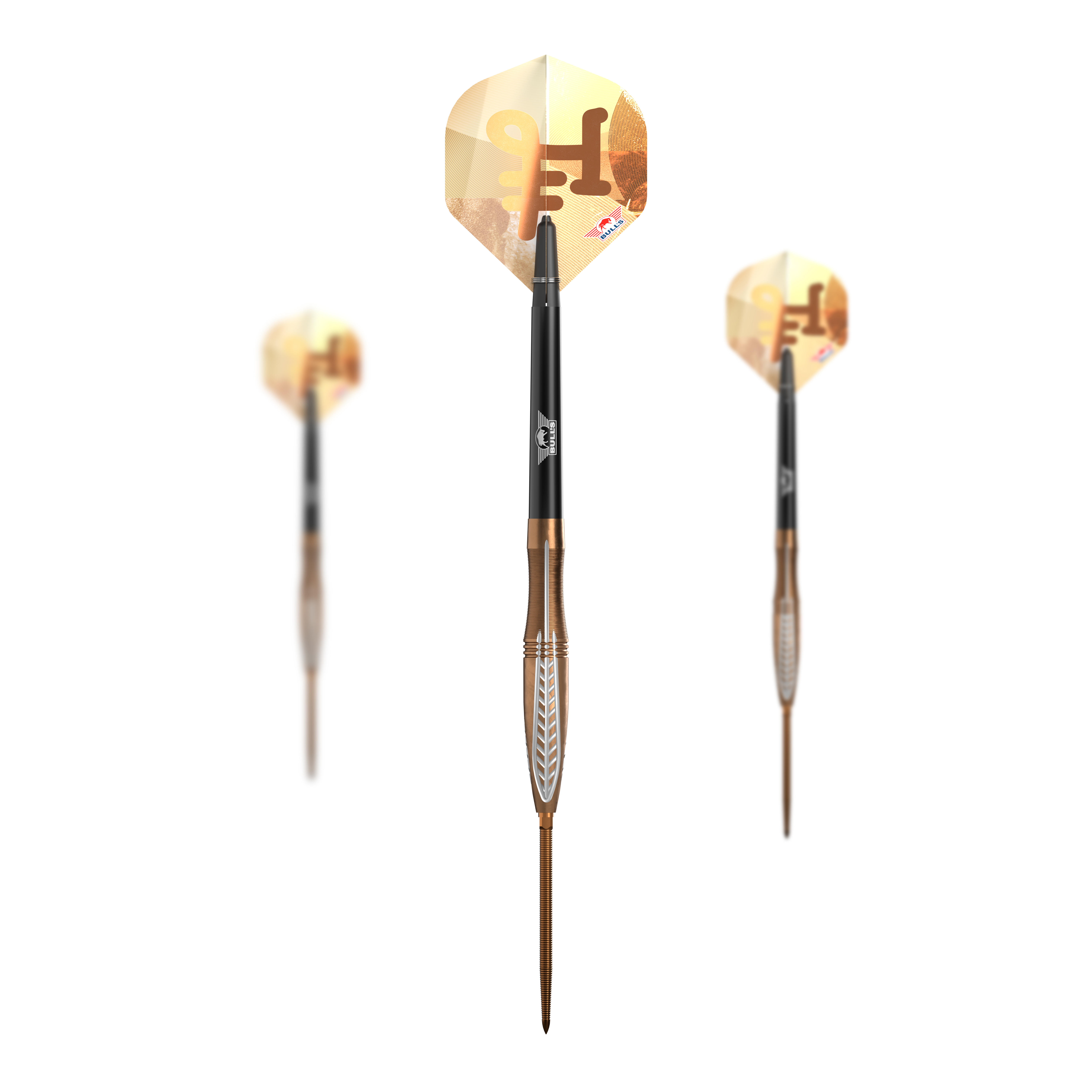 Dardos de acero convertibles Bulls NL Bronzo Flux Abgebildet sind Bulls NL Bronzo Flux Convertible Point Steeldarts. Das Set eignet sich für alle Dartspieler.