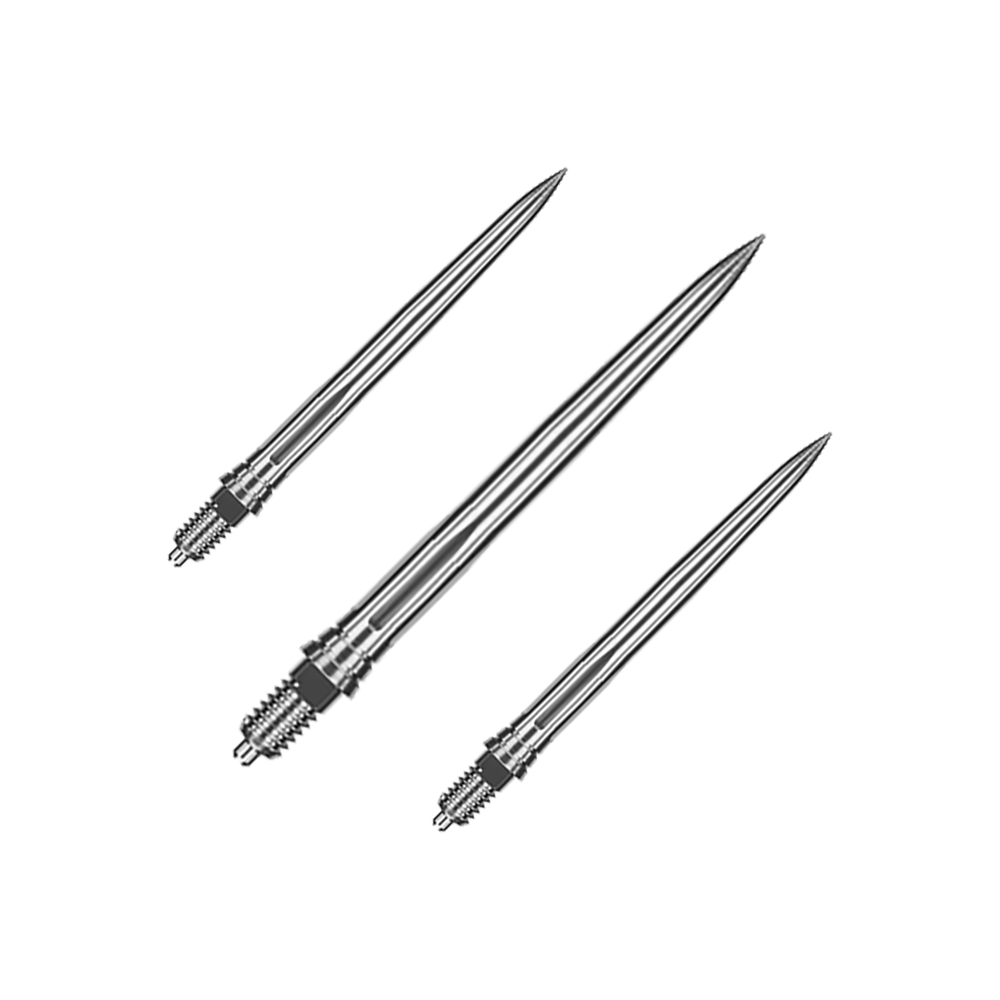 Puntas de dardo Caliburn EVO EZ - Suaves - Plateadas Das Bild trägt den Dateinamen EVO121_Caliburn_EVO_Dartspitzen_EZ_Smooth_Silber_28mm_1Set. Es zeigt vermutlich ein Set glatter Dartspitzen in Silber mit einer Länge von 28mm.