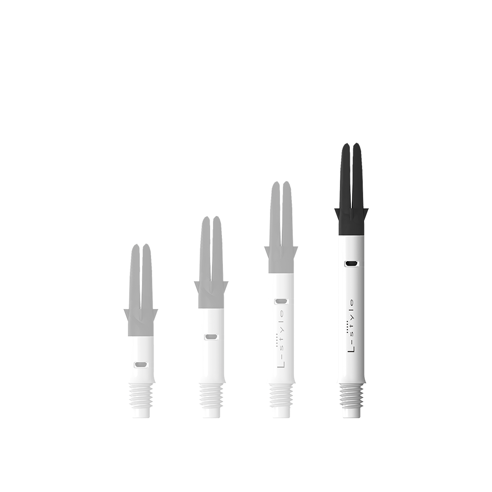 Flecha recta silenciosa de carbono estilo L - Blanca Das Bild zeigt den L-Style L-Shaft Carbon Silent Straight in Weiß, Modell 330. Der Artikel ist ein stabiler Schaft für Dartpfeile.