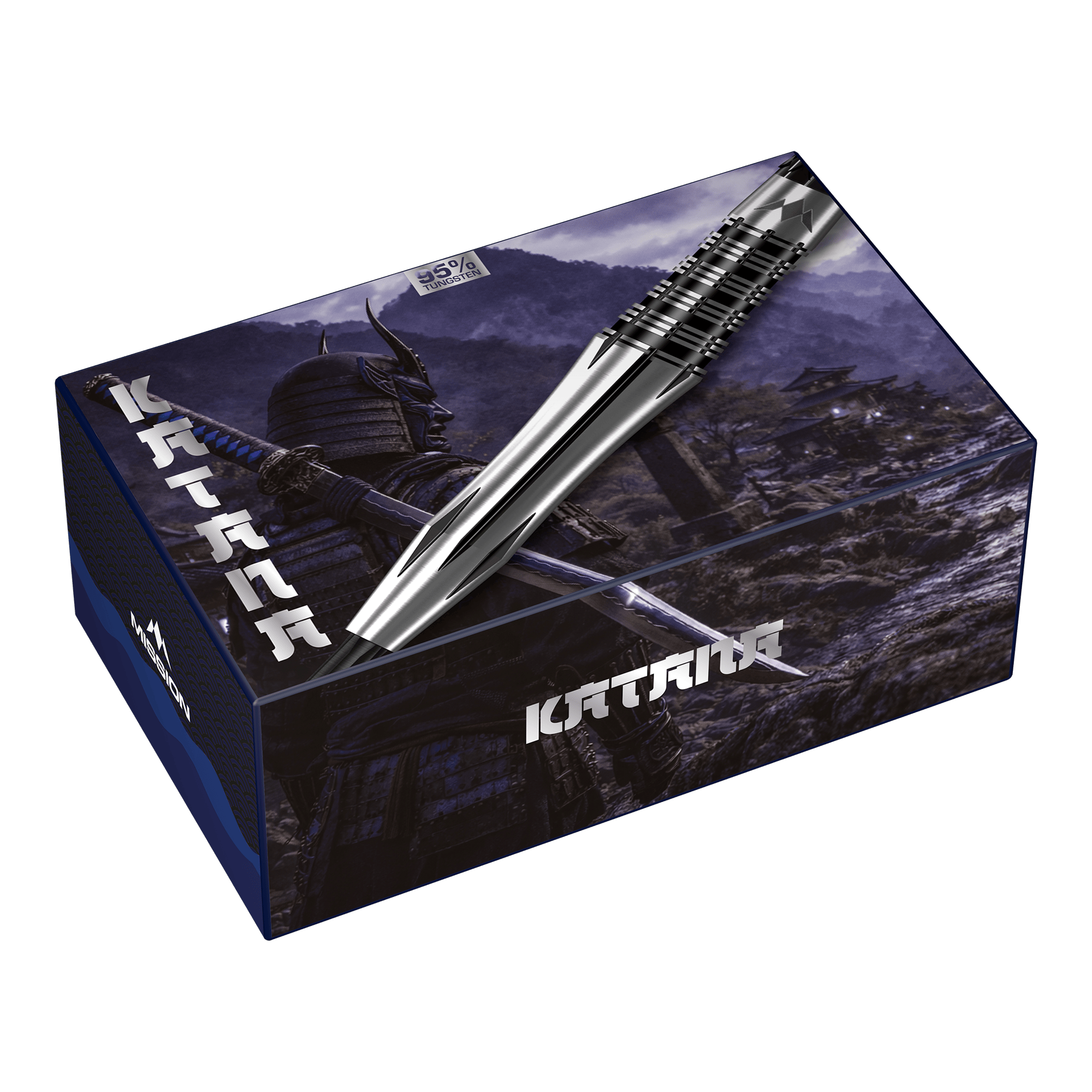 Dardos de acero Mission Katana Mission Katana Steeldarts sind auf dem Foto zu sehen. Es zeigt das Aussehen der Steeldarts klar und deutlich.