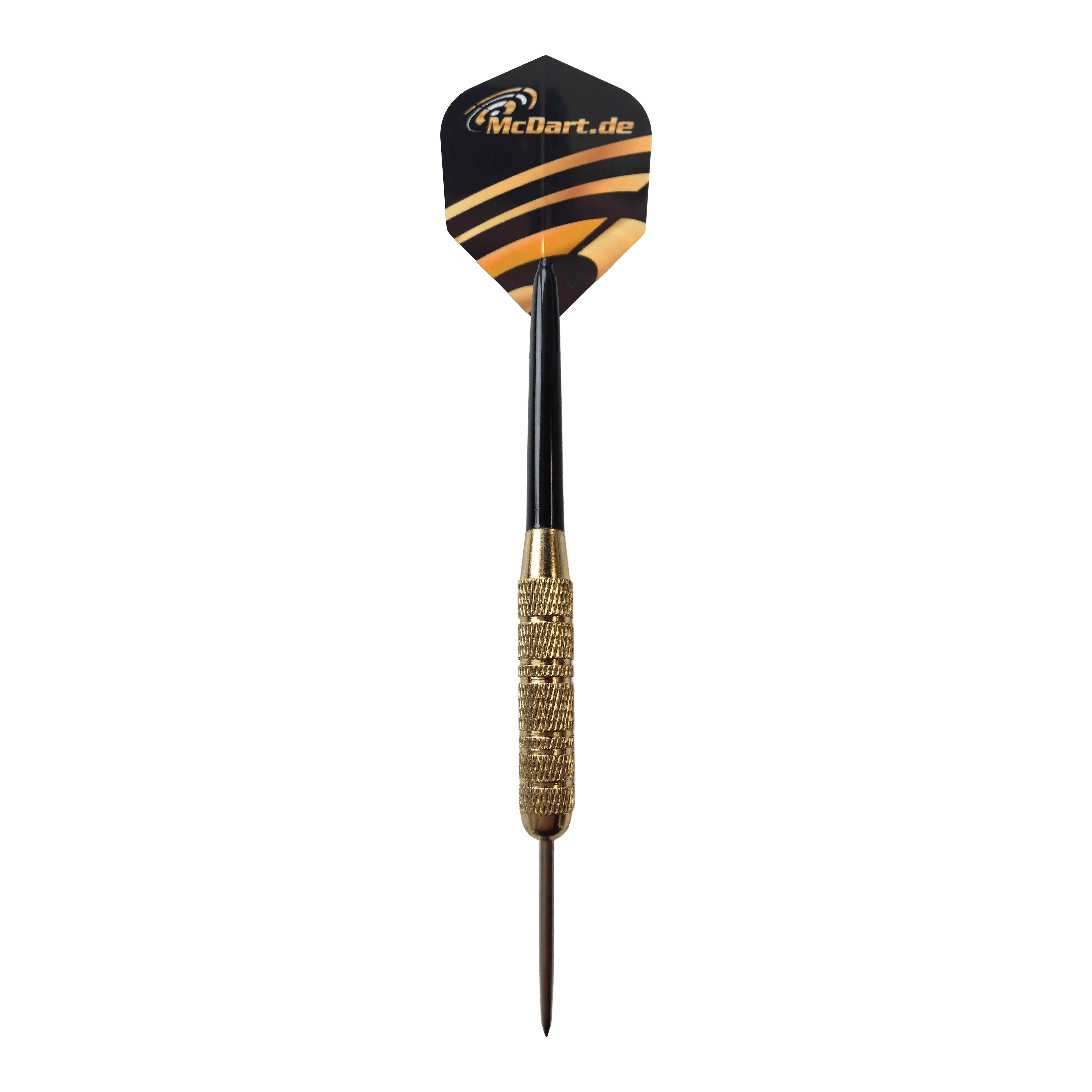 Dardos de acero McDart Golden Star - 12 dardos / 18 gramos Dieses Bild zeigt das Produkt McDart Golden Star Steeldarts - 12 Darts mit einem Gewicht von 18 Gramm. Zu sehen sind mehrere goldene Steeldarts nebeneinander.