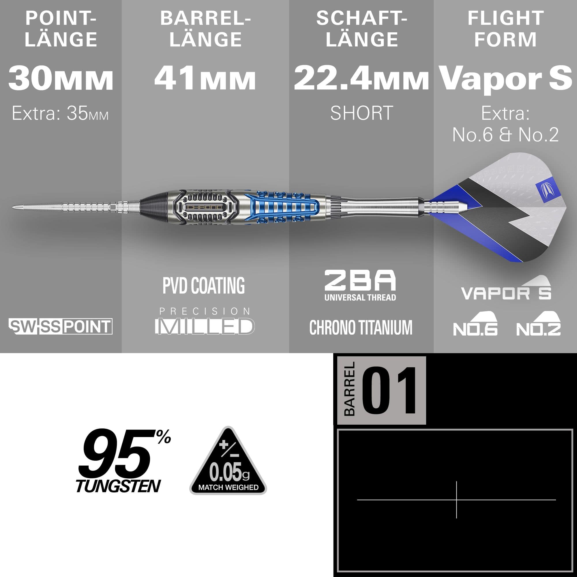 Dardos de acero Target Phil Taylor Power X Chrono Swiss Points