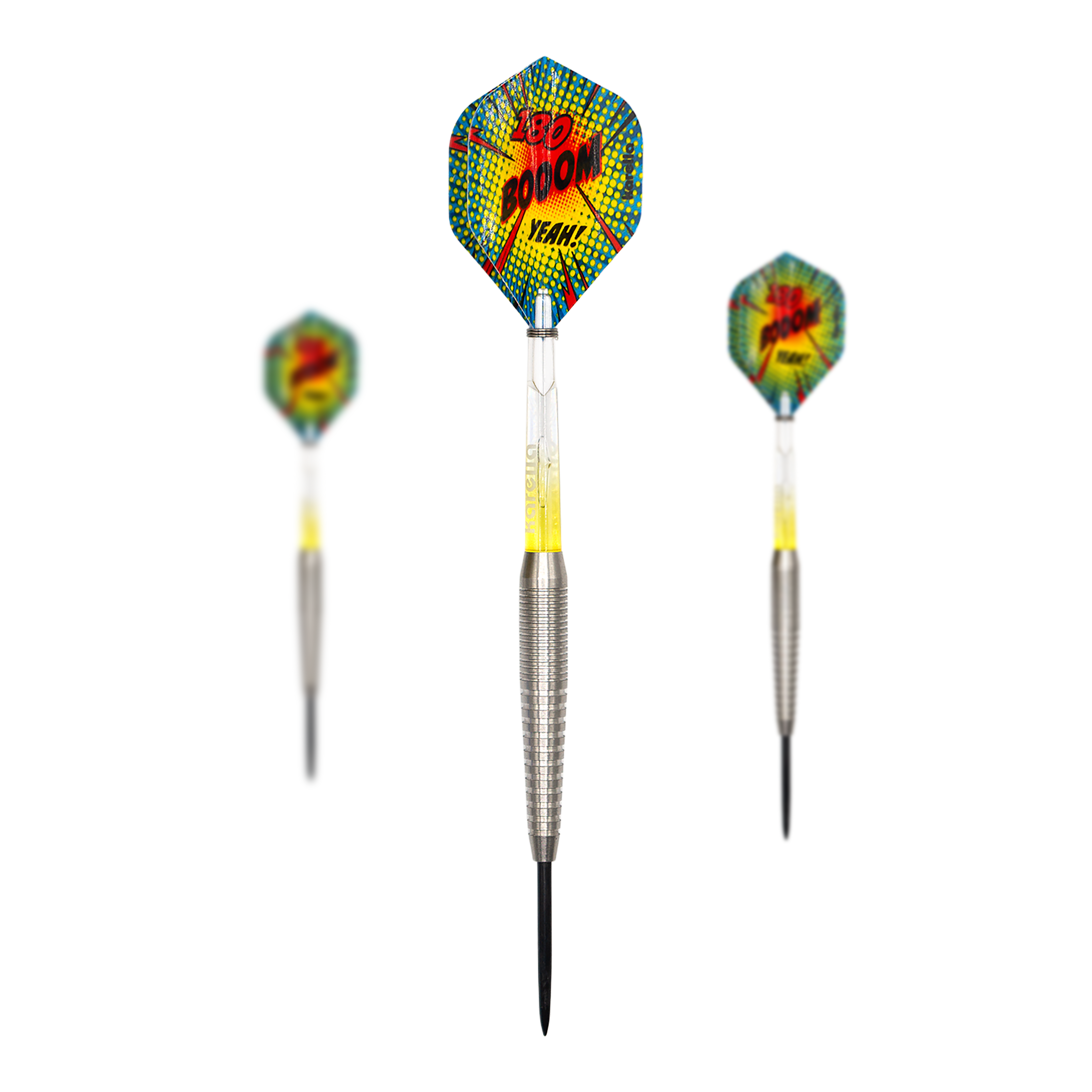 Dardos de acero Karella Comic Line CL-5 - 21 g Abgebildet wird das Set Karella Comic Line CL-5 Steeldarts - 21g. Das Set beinhaltet mehrere Steeldarts mit Comic-Motiv.