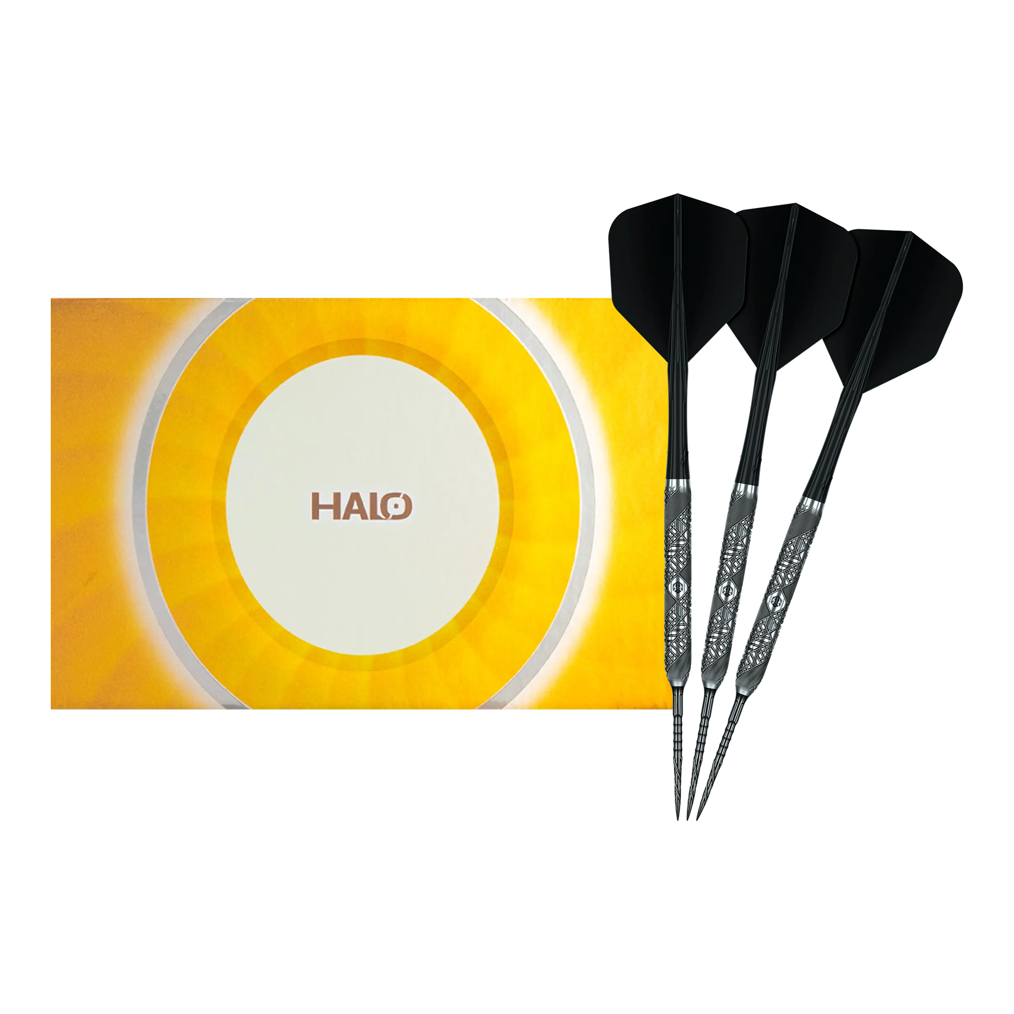 Dardos de acero Caliburn Halo H3 - 21,5 g Abgebildet sind die Caliburn Halo H3 Steeldarts mit 21,5g als vollständiger Satz. Die Darts werden komplett gezeigt.