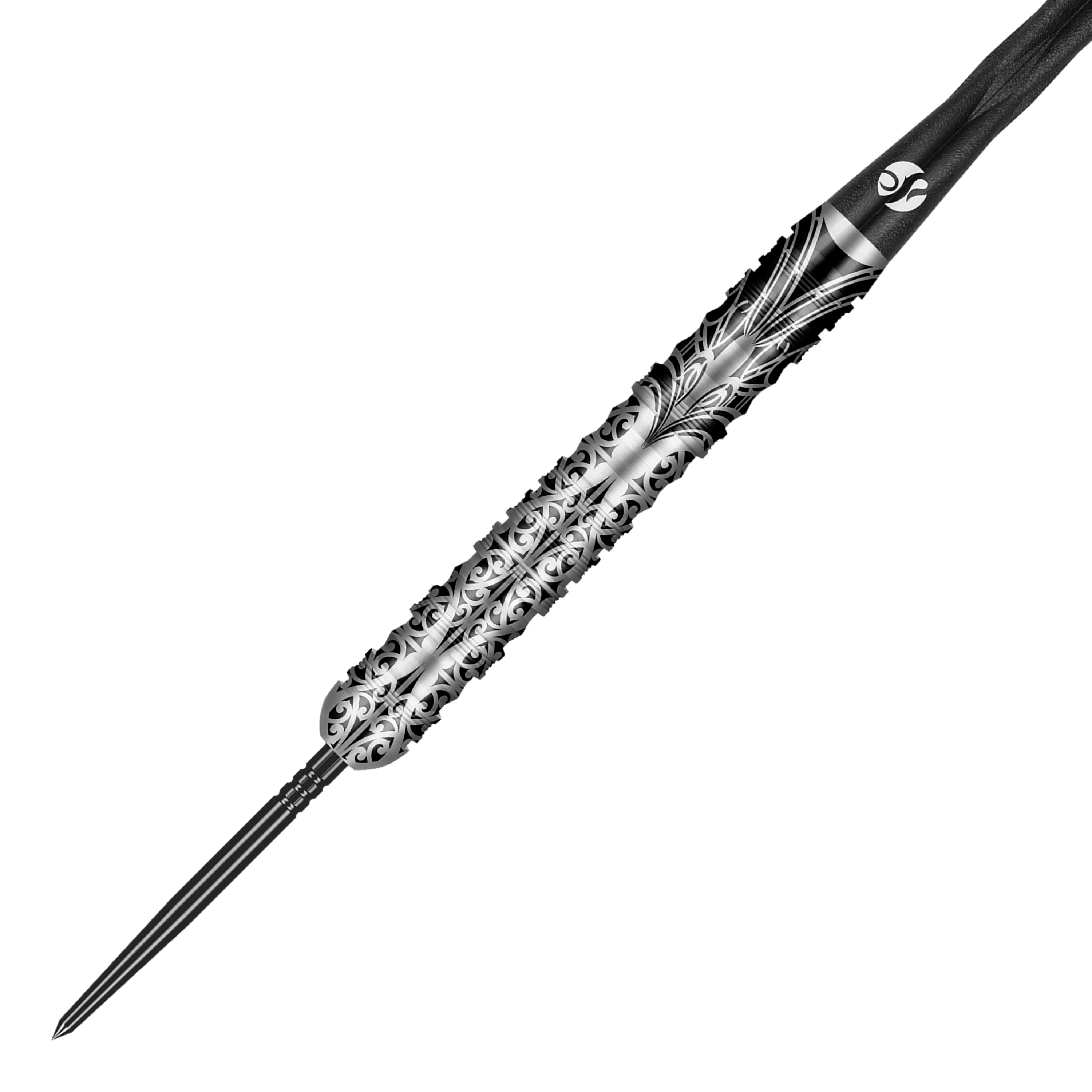 Das Bild zeigt Shot Warrior Taiaha TurboPoints Steeldarts mit besonderem Muster. Die Darts sind als Gruppe abgebildet.