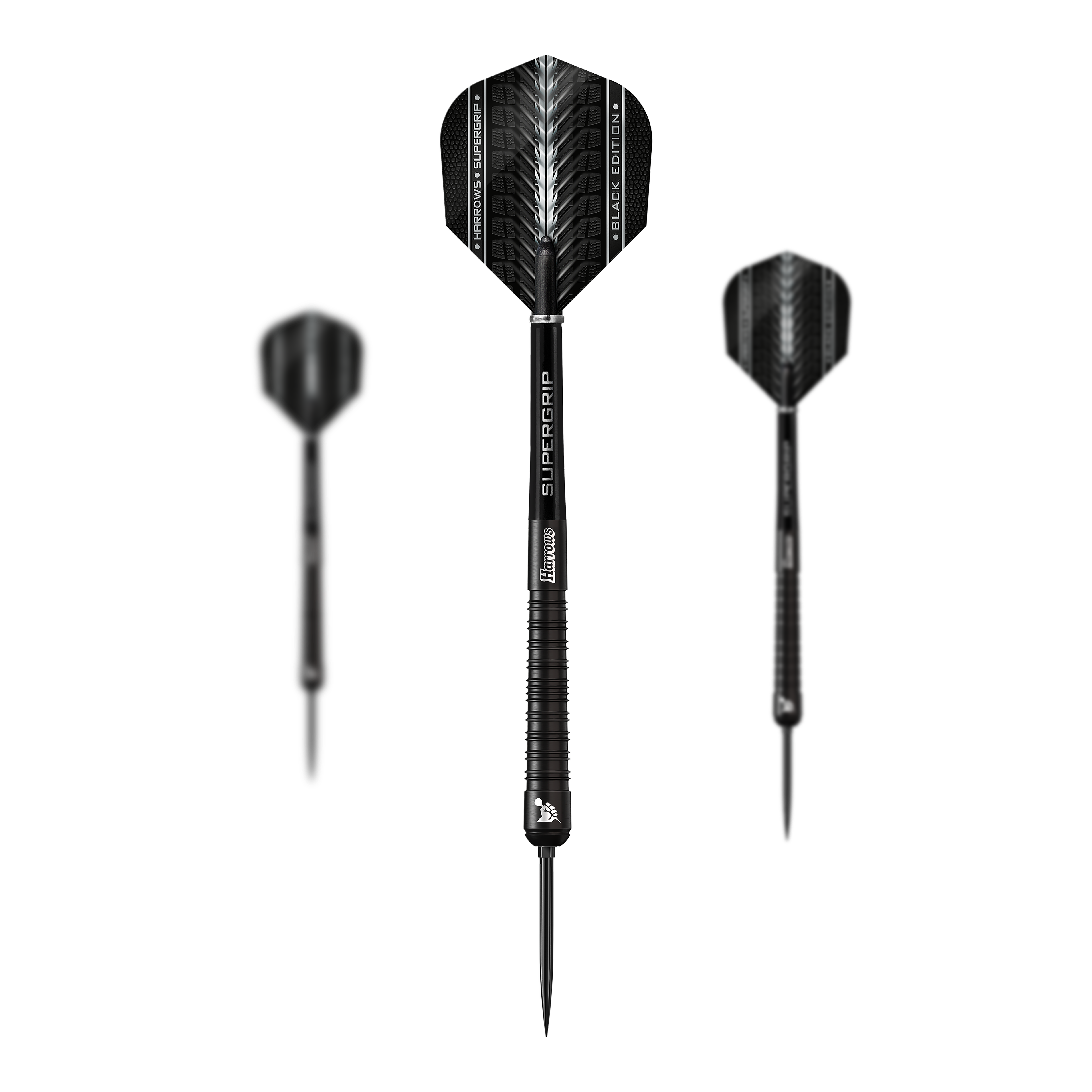 Dardos de acero Harrows Supergrip 90 Black Edition Quick Point