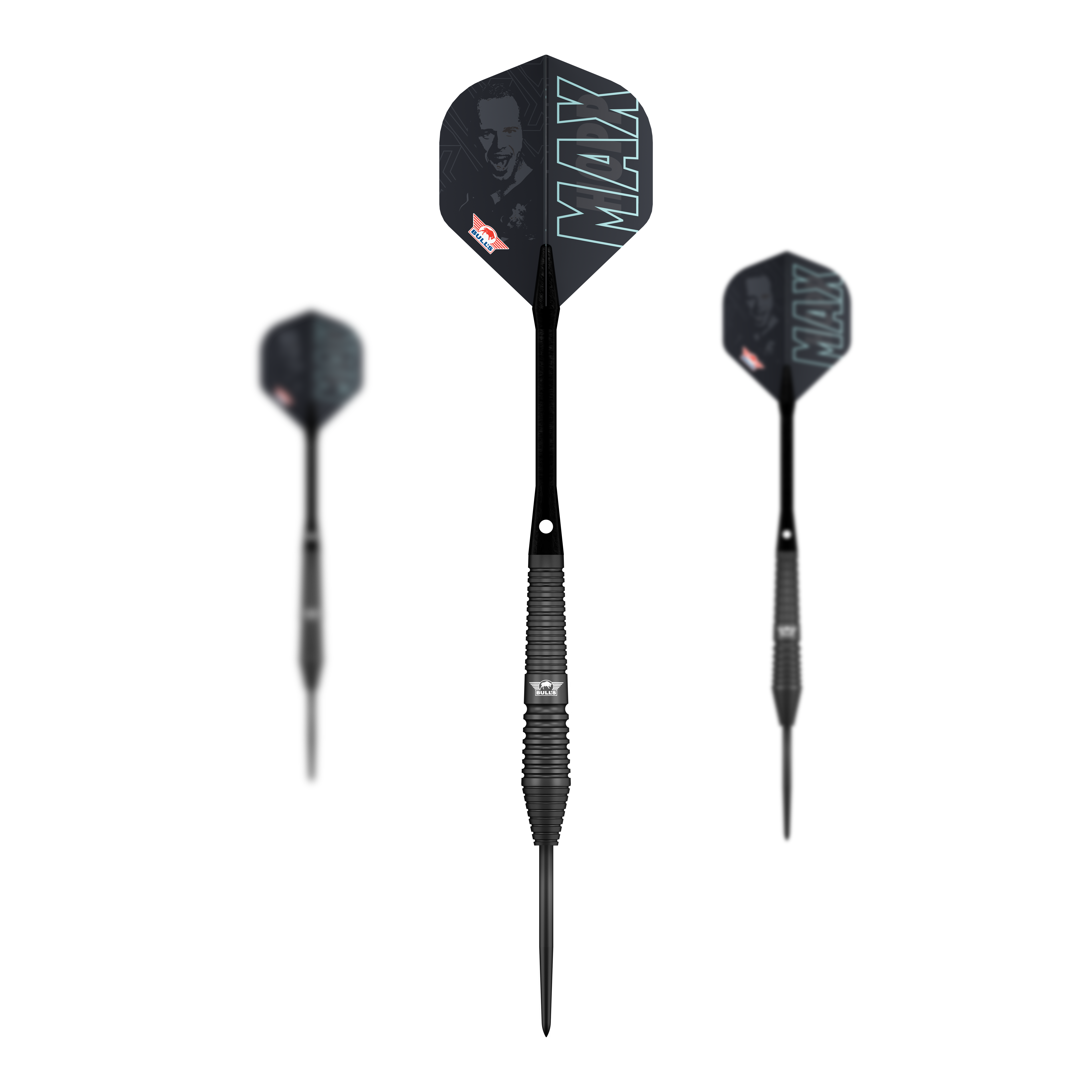 Dardos Bulls NL Max Hopp de acero negro Das Bild zeigt die Bulls NL Max Hopp Black Steeldarts. Es handelt sich um ein Set von hochwertigen Steeldarts für Präzisionsspiel.